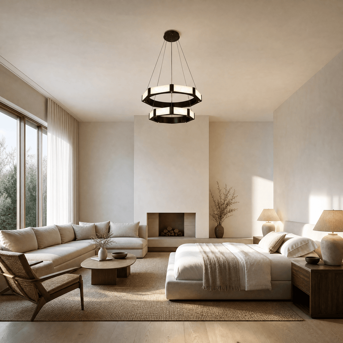Facetra Hexagonal Black Ring Chandelier - D600Blushlighting