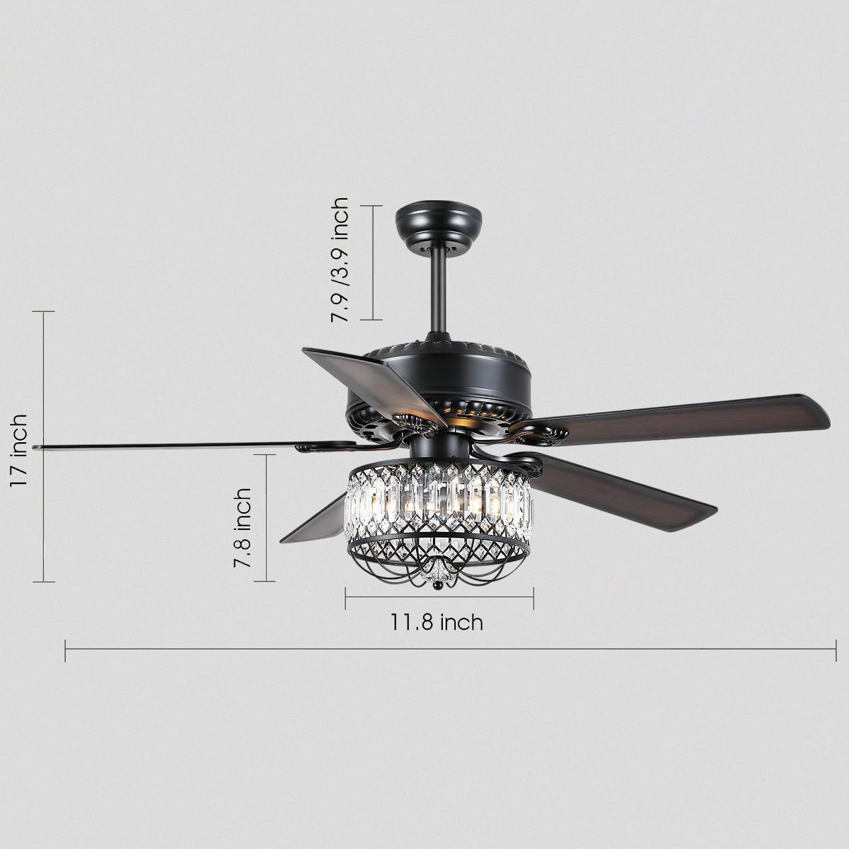 Farmhouse Crystal Ceiling Fan Light - BlackBlushlighting