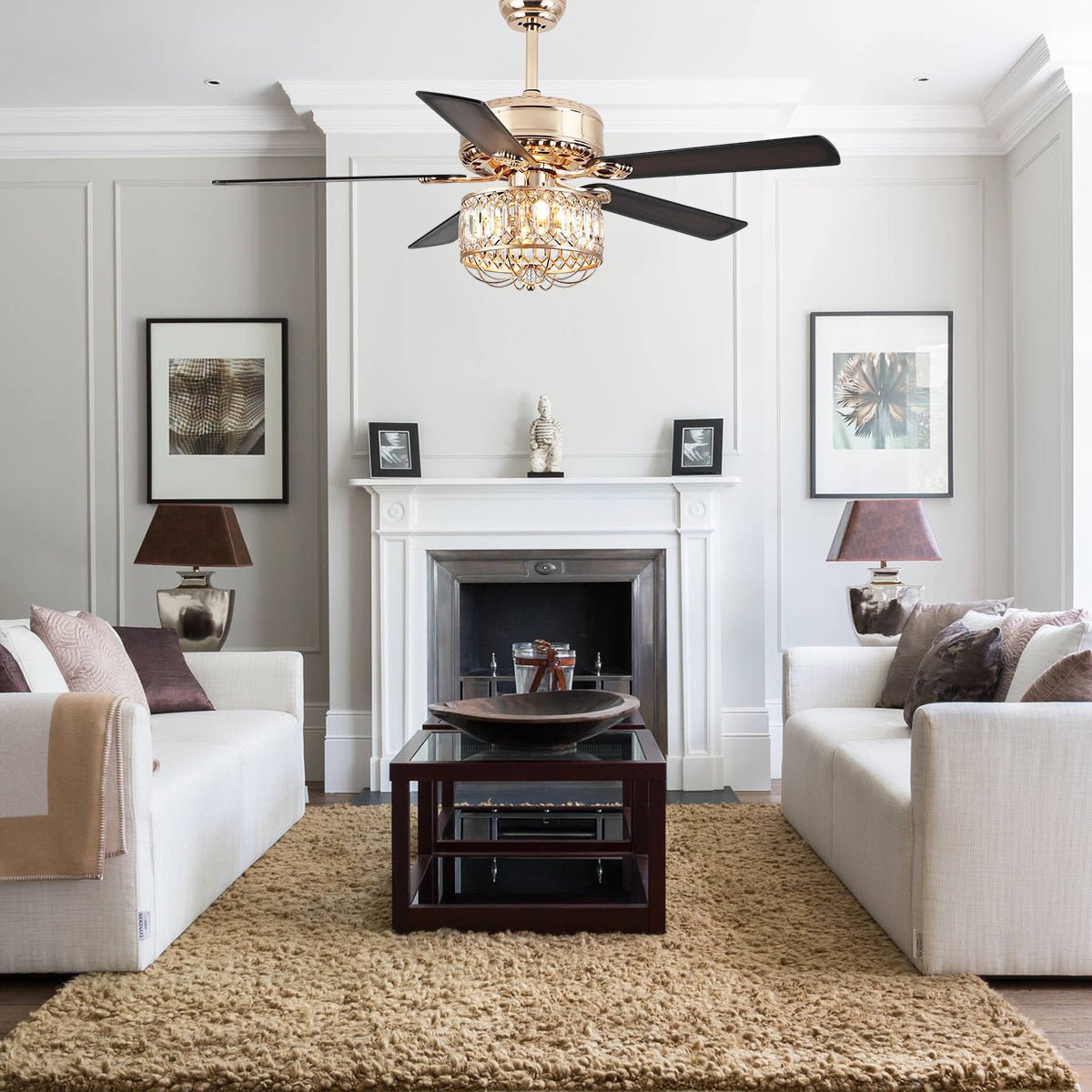 Farmhouse Crystal Ceiling Fan Light - Blushlighting