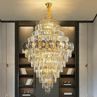 Fashion Large Staircase Chandelier For Foyer Living Room Entrance Crystal Ceiling Light Fixture In Gold Finish - D31.5"*H47.2"/ 29 LightsBlushlighting