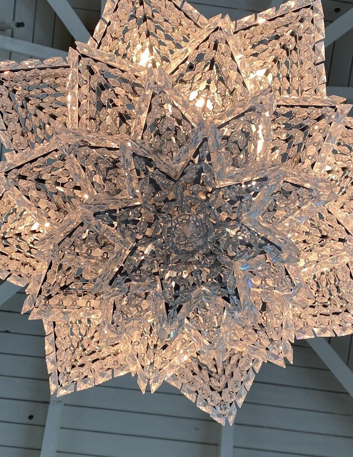 Fashion Star Shaped Chandelier Crystal Ceiling Light Fixture For Small Living Room/ Bedroom - 4 Layers / D23.6"*H15.8"/26kgWarm LightBlushlighting