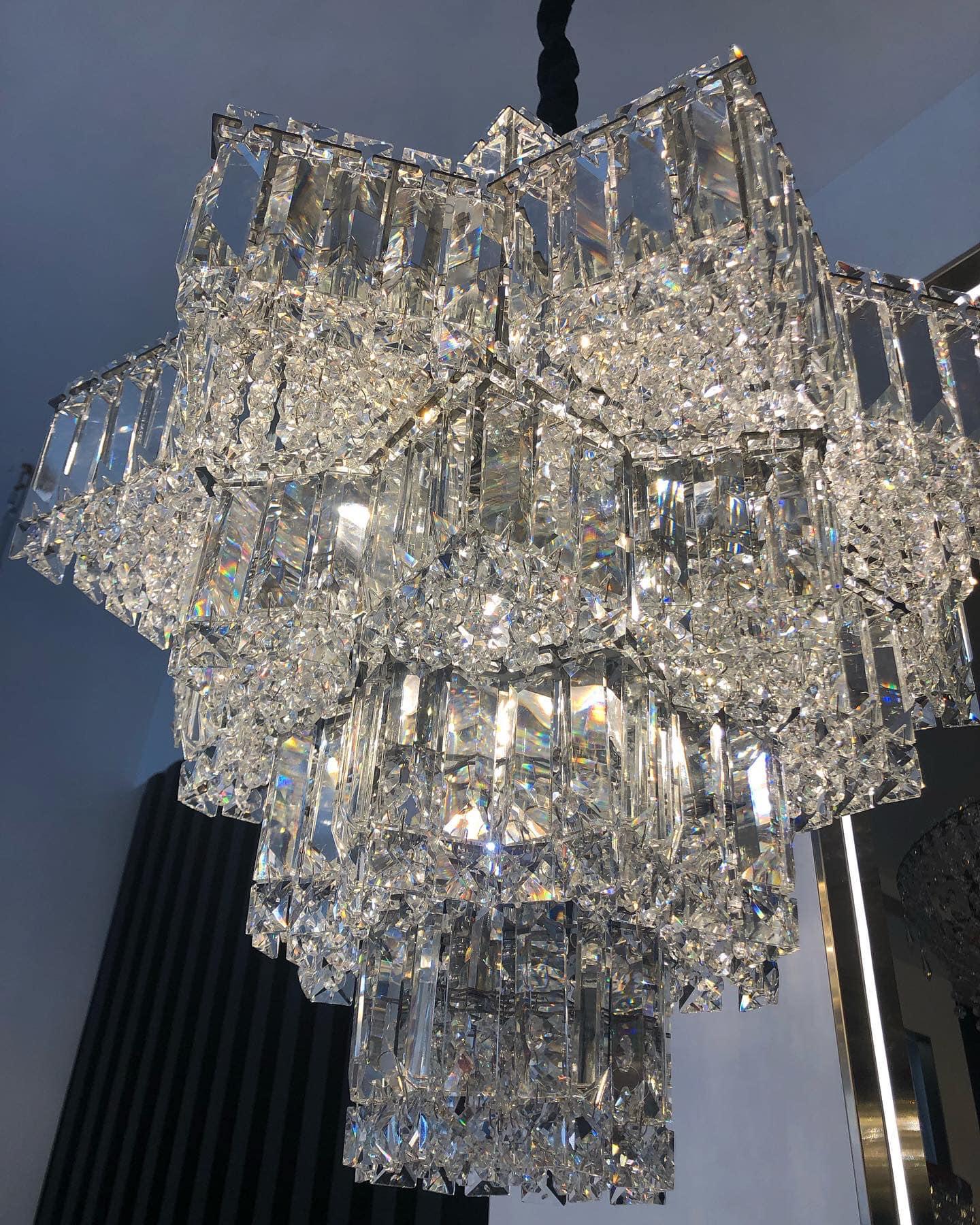 Fashion Star Shaped Chandelier Crystal Ceiling Light Fixture For Small Living Room/ Bedroom - 4 Layers / D23.6"*H15.8"/26kgWarm LightBlushlighting