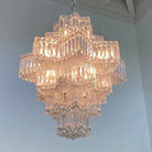Fashion Star Shaped Chandelier Crystal Ceiling Light Fixture For Small Living Room/ Bedroom - 4 Layers / D23.6"*H15.8"/26kgWarm LightBlushlighting