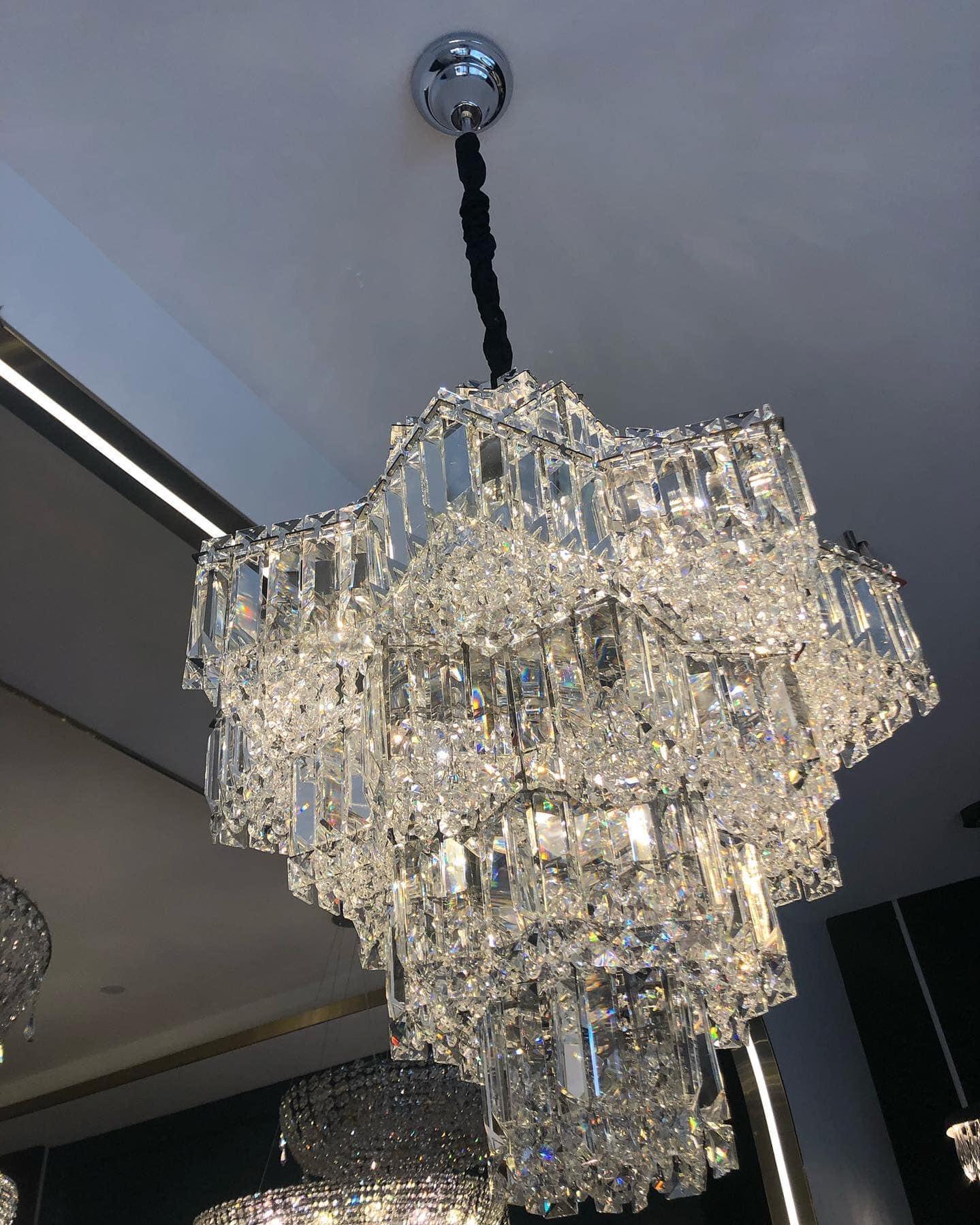 Fashion Star Shaped Chandelier Crystal Ceiling Light Fixture For Small Living Room/ Bedroom - 4 Layers / D23.6"*H15.8"/26kgWarm LightBlushlighting