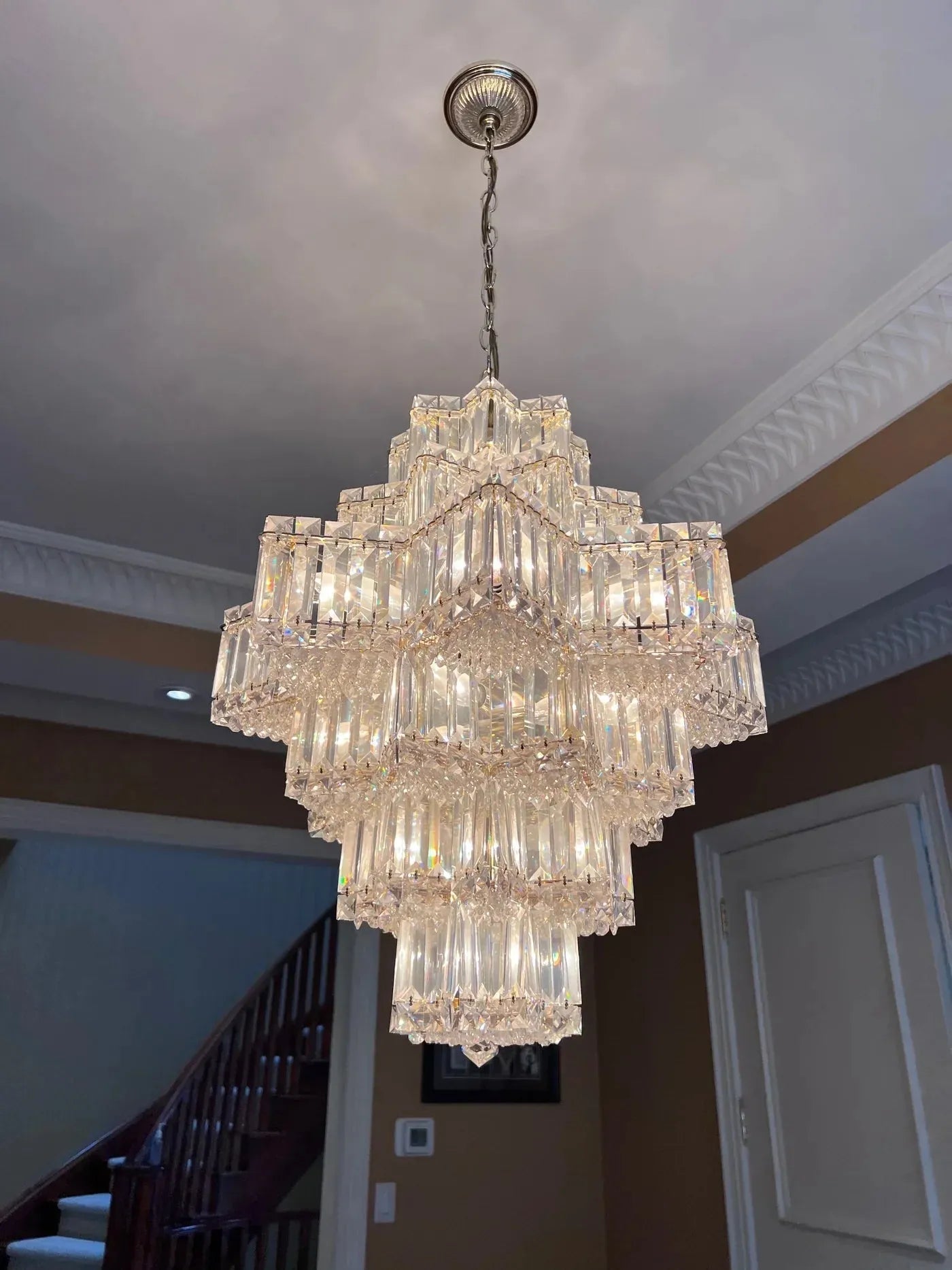 Fashion Star Shaped Chandelier Crystal Ceiling Light Fixture For Small Living Room/ Bedroom - 4 Layers / D23.6"*H15.8"/26kgWarm LightBlushlighting