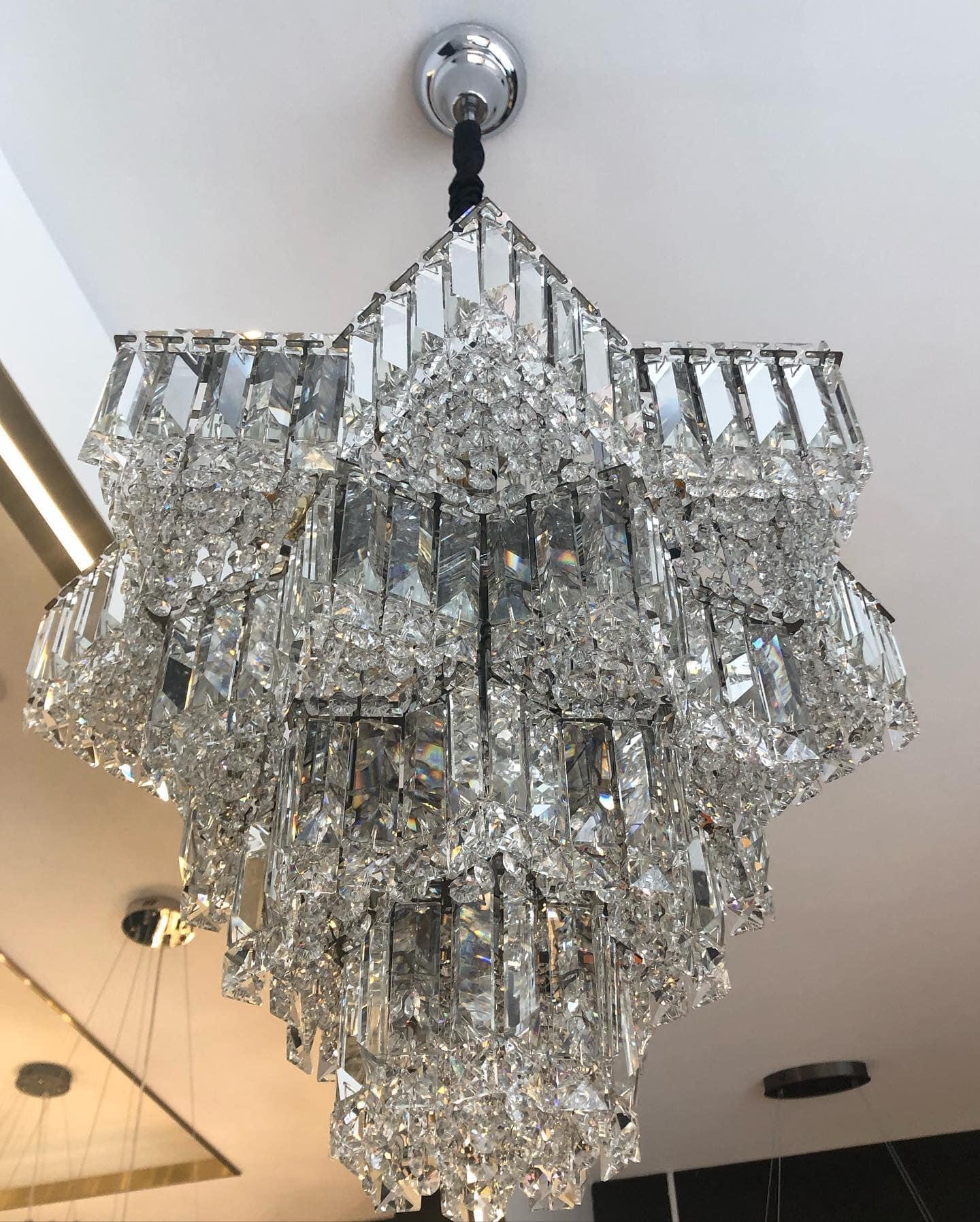 Fashion Star Shaped Chandelier Crystal Ceiling Light Fixture For Small Living Room/ Bedroom - 4 Layers / D23.6"*H15.8"/26kgWarm LightBlushlighting
