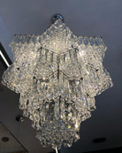Fashion Star Shaped Chandelier Crystal Ceiling Light Fixture For Small Living Room/ Bedroom - 4 Layers / D23.6"*H15.8"/26kgWarm LightBlushlighting