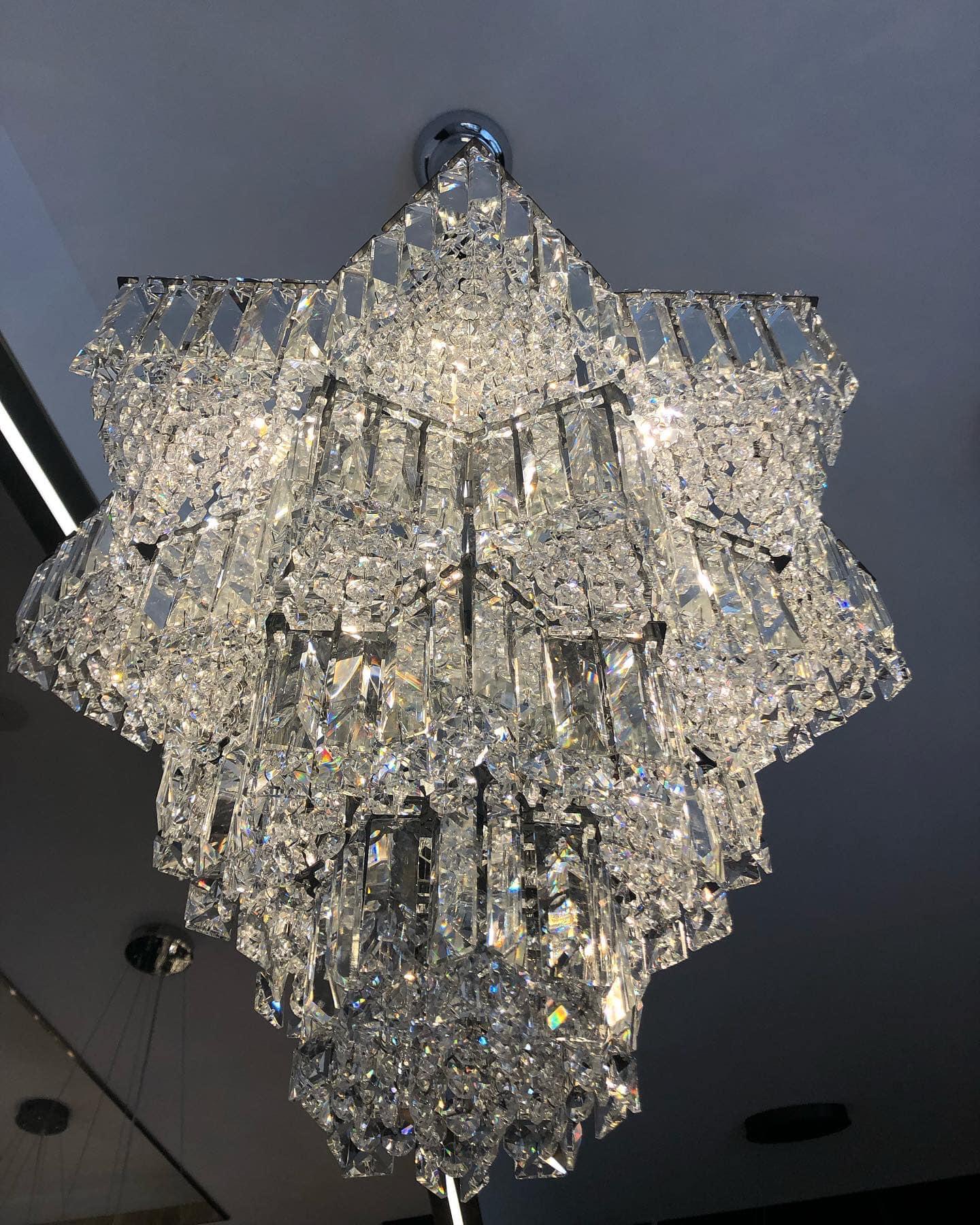 Fashion Star Shaped Chandelier Crystal Ceiling Light Fixture For Small Living Room/ Bedroom - 4 Layers / D23.6"*H15.8"/26kgWarm LightBlushlighting