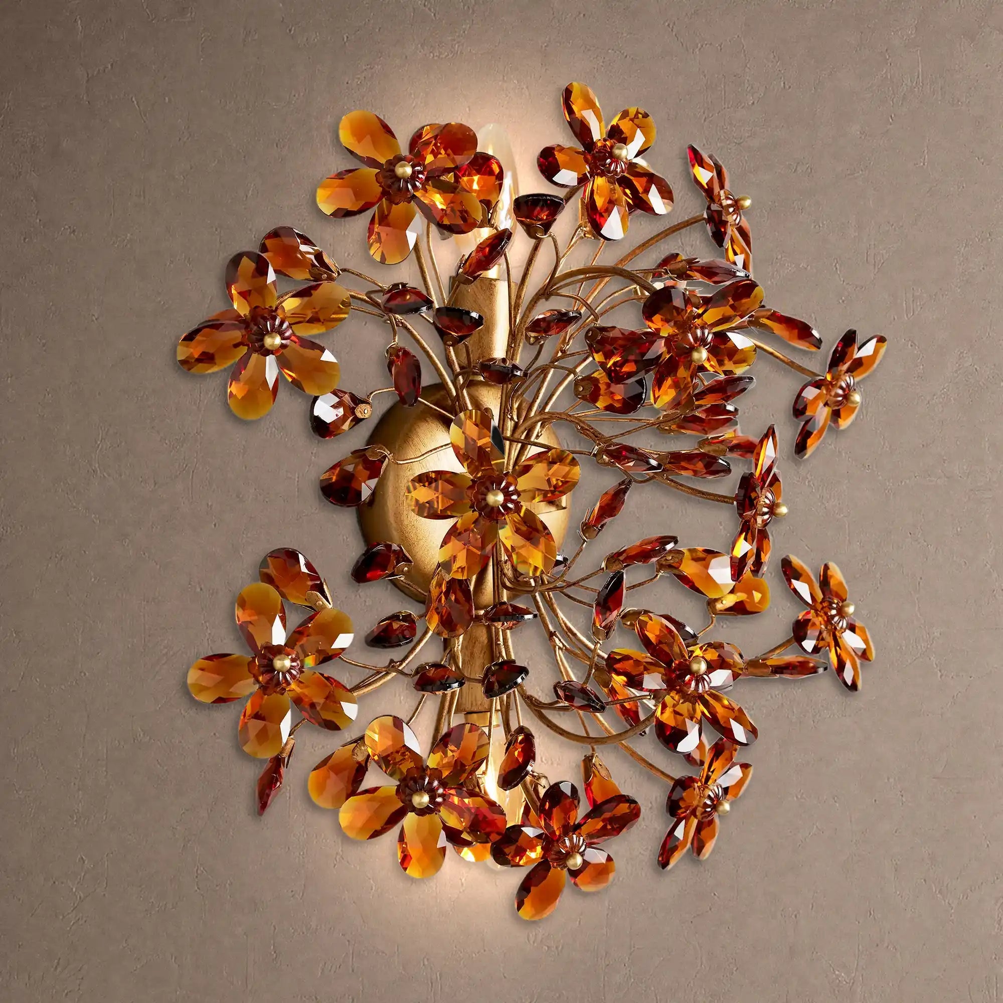 Fiore 2-Light Wall Sconce - Amber & BrassBlushlighting