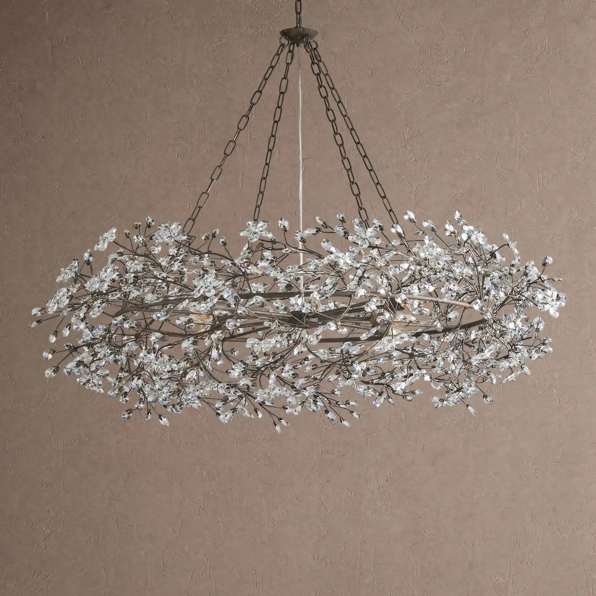 Fiore Crown Crystal Branch Chandelier 39" 48" 60“ - Brass/Amber60"Blushlighting
