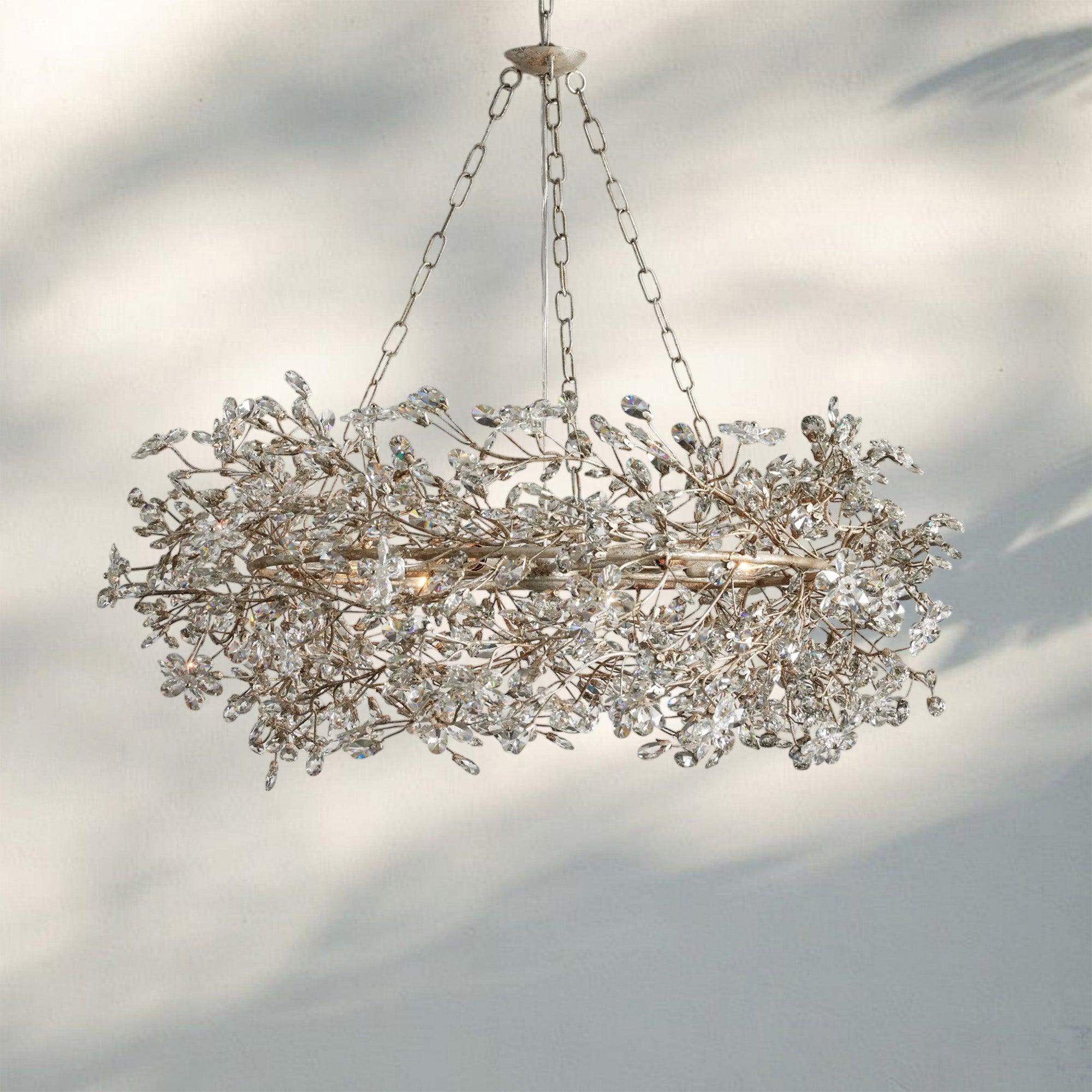 Fiore Crown Crystal Branch Chandelier 39" 48" 60“ - Silver39"Blushlighting