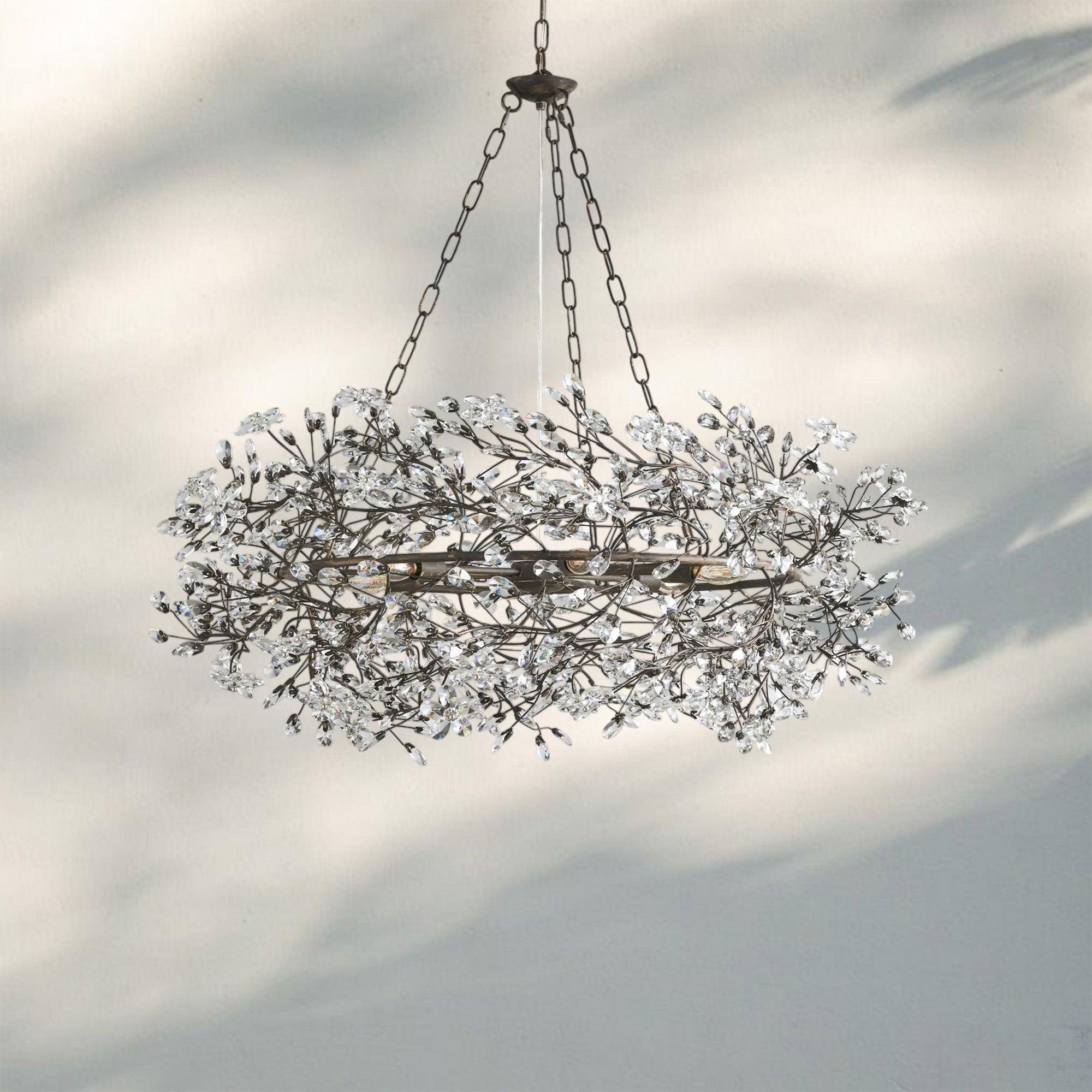 Fiore Crown Crystal Branch Chandelier 39" 48" 60“ - Bronze39"Blushlighting