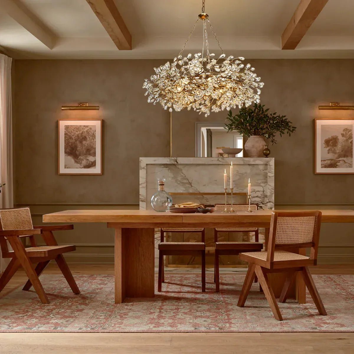 Fiore Crown Crystal Branch Chandelier 39" 48" 60“ - Gold39"Blushlighting