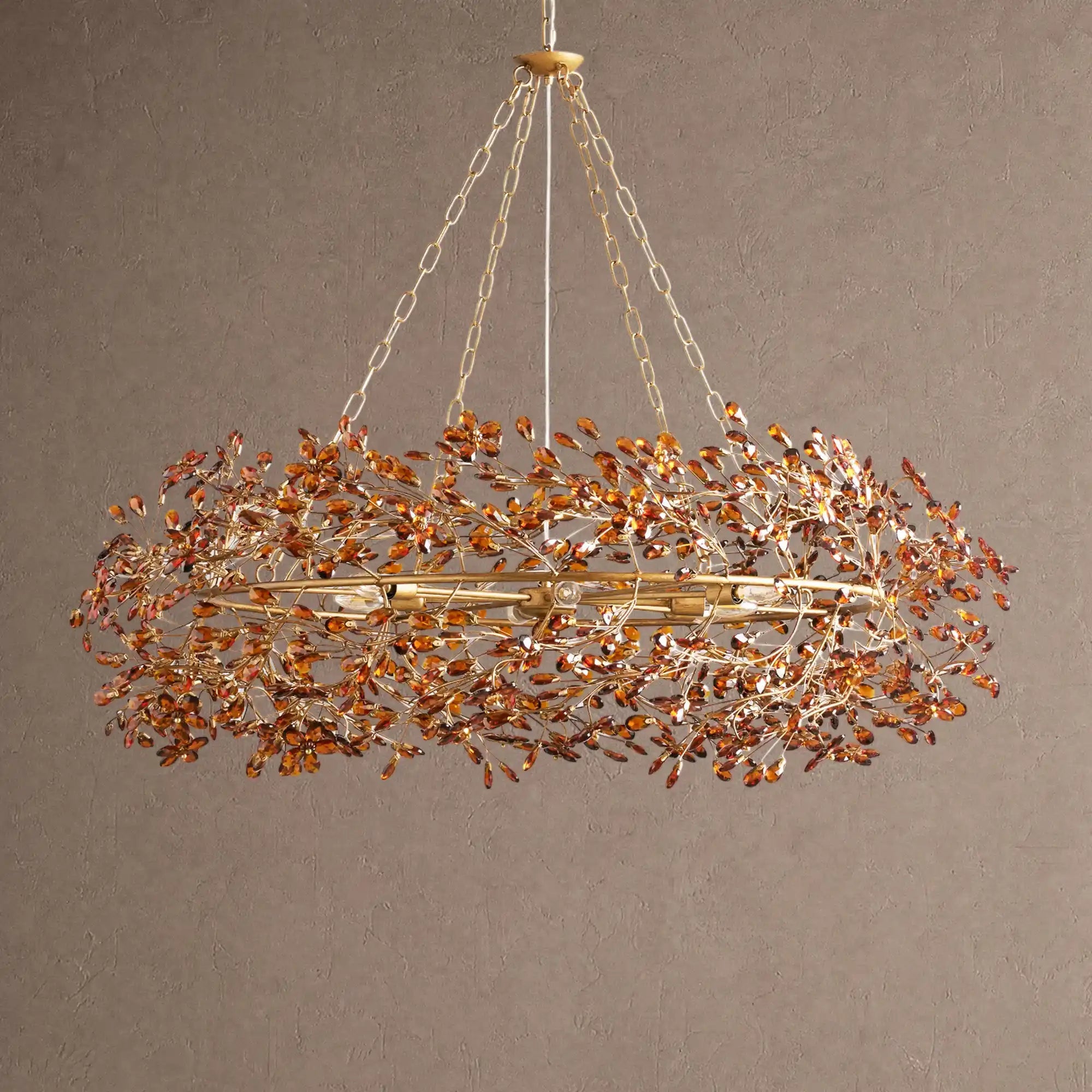Fiore Crown Crystal Branch Chandelier 39" 48" 60“ - Gold60"Blushlighting