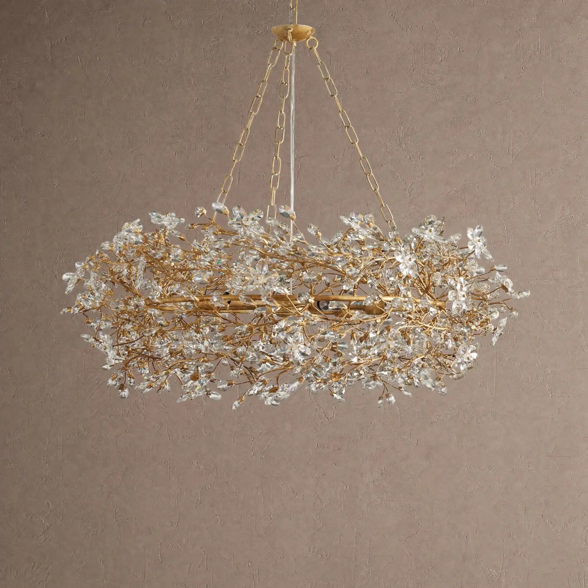 Fiore Crown Crystal Branch Chandelier 39" 48" 60“ - Gold39"Blushlighting