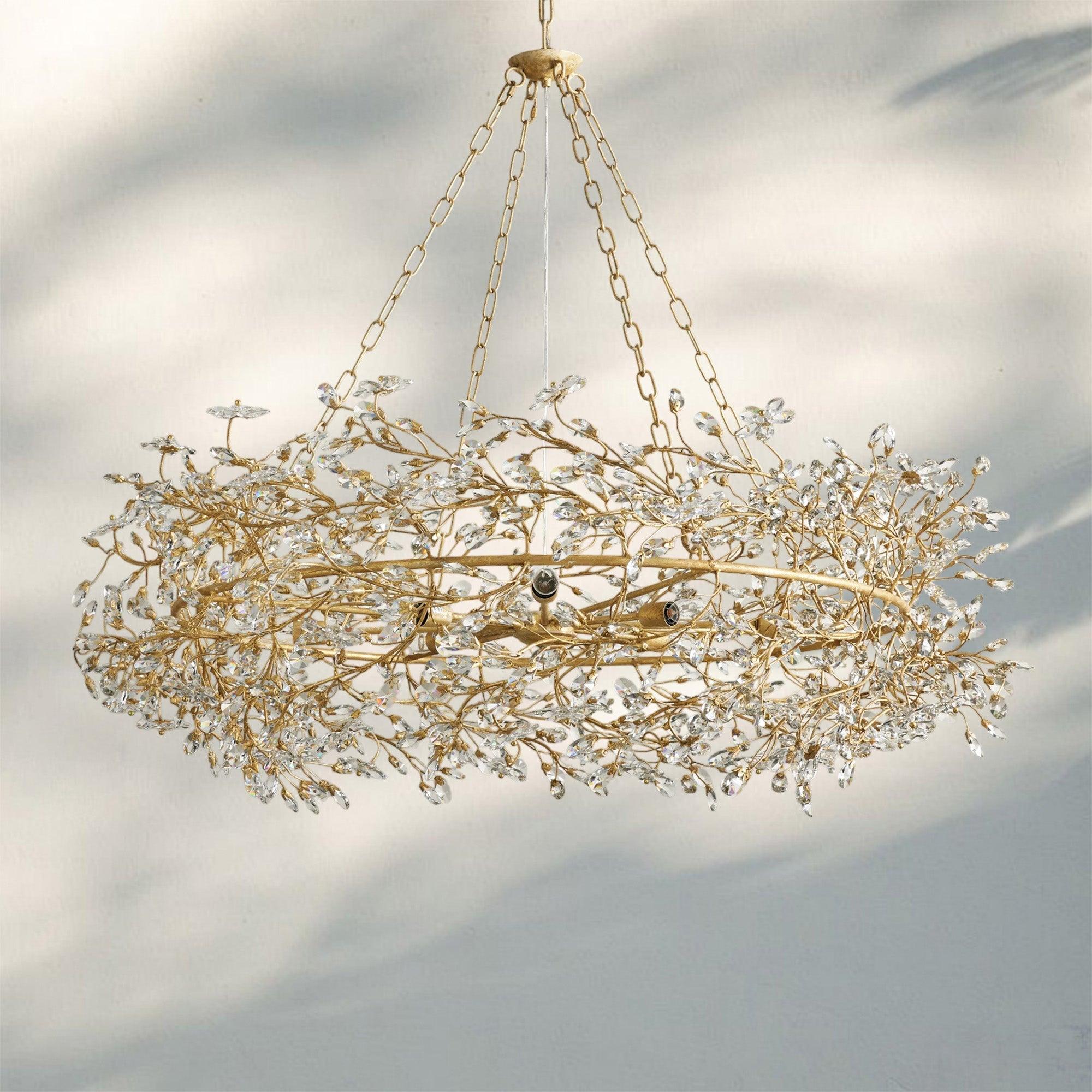 Fiore Crown Crystal Branch Chandelier 39" 48" 60“ - Gold39"Blushlighting