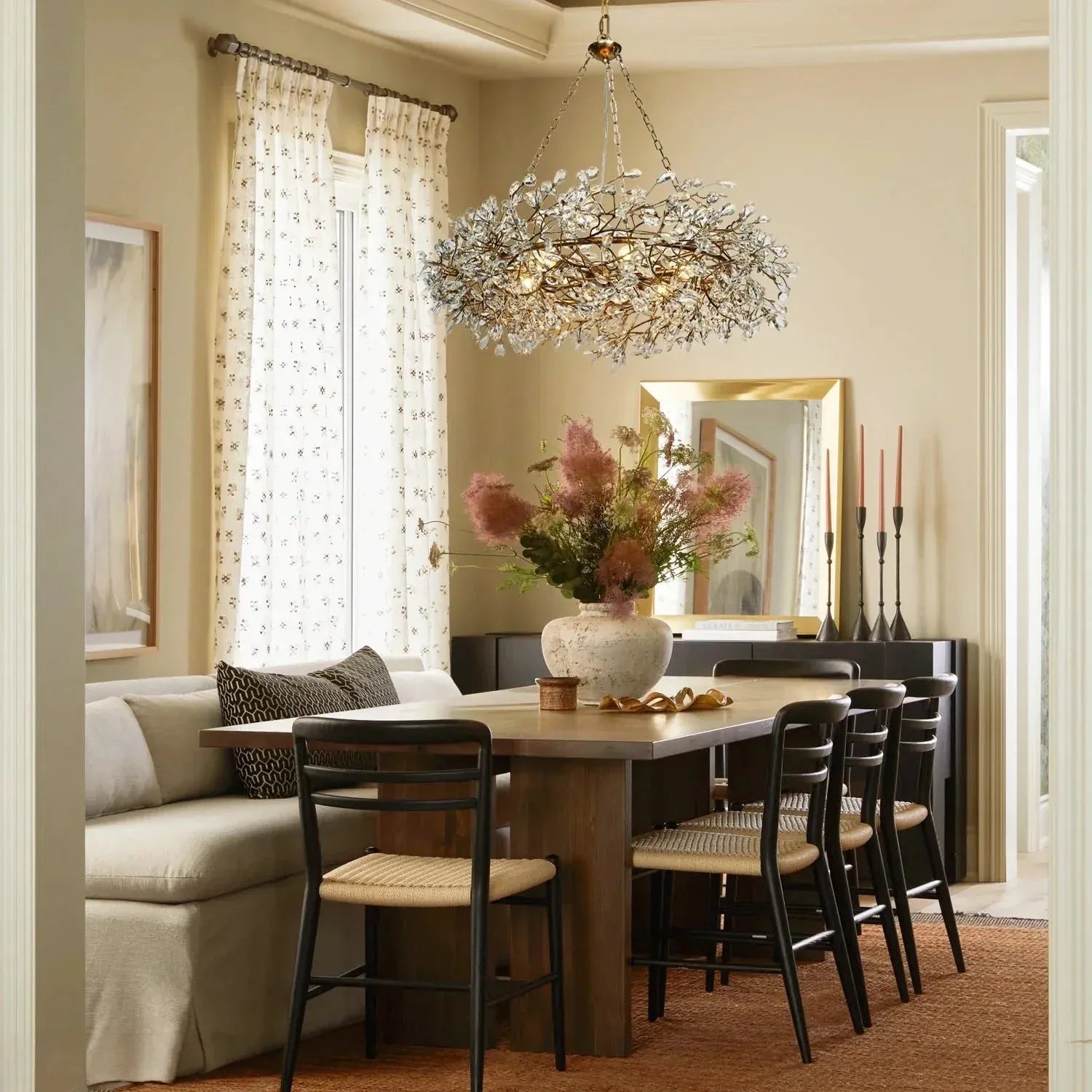 Fiore Crown Crystal Branch Chandelier 39" 48" 60“ - Gold39"Blushlighting