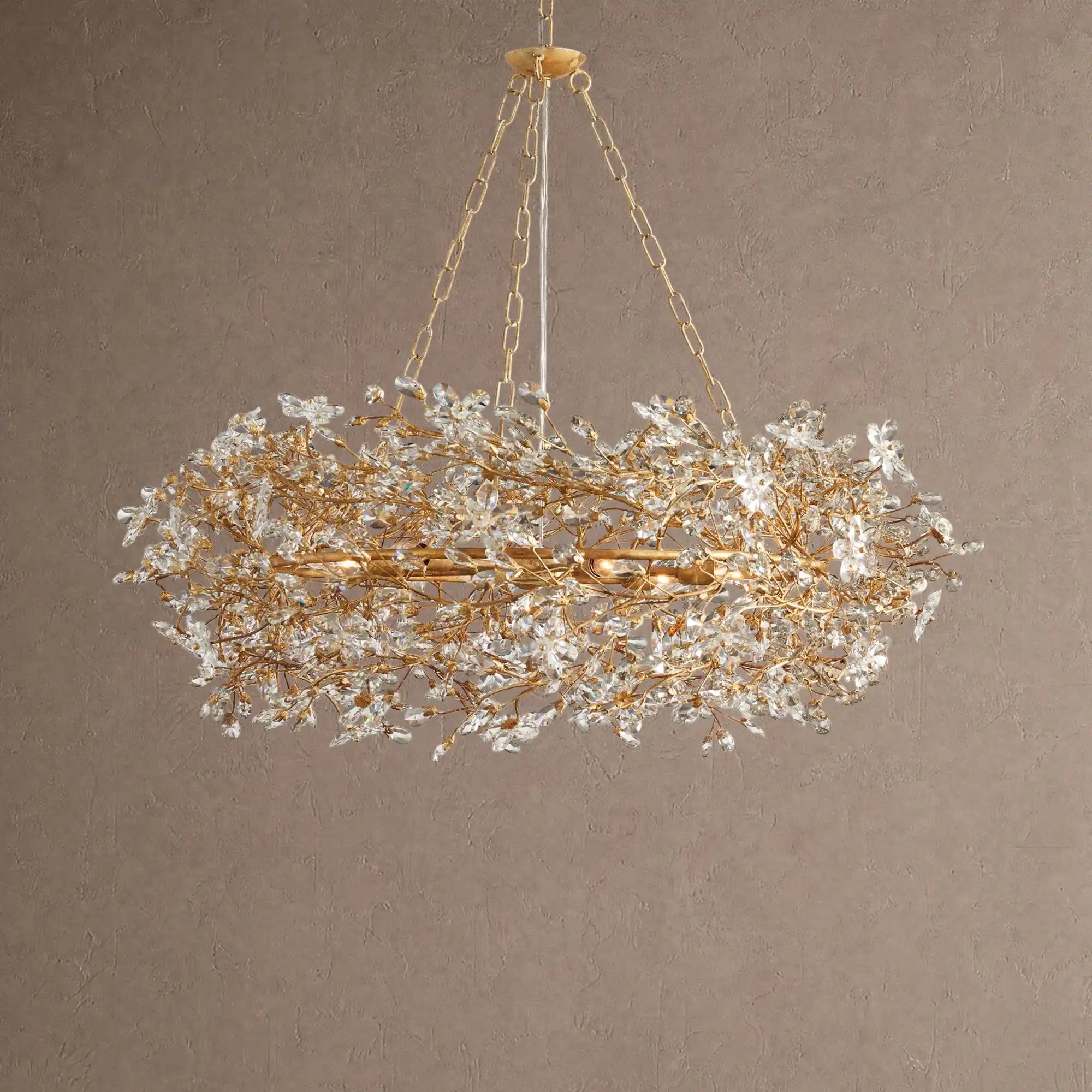 Fiore Crown Crystal Branch Chandelier 39" 48" 60“ - Gold39"Blushlighting