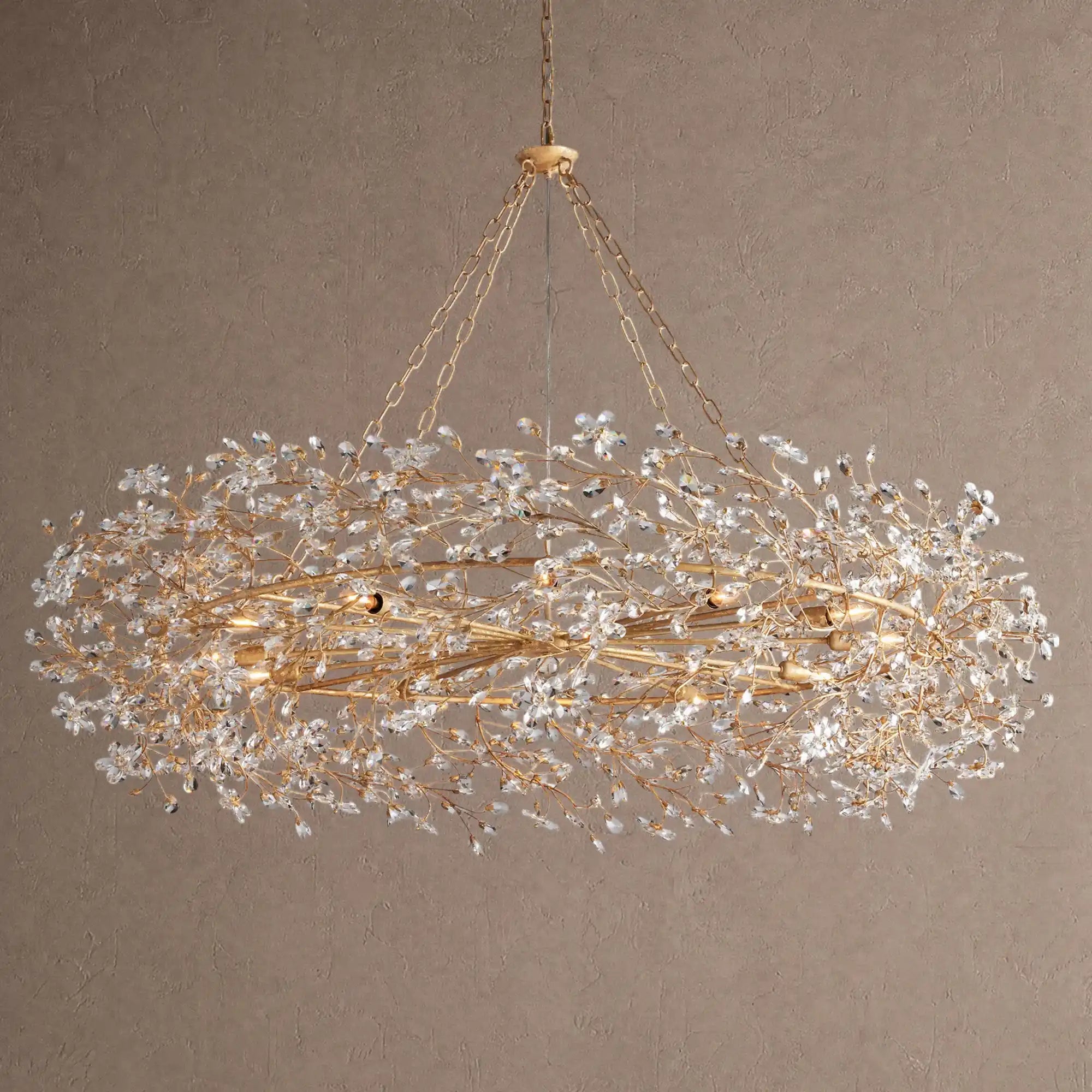Fiore Crown Crystal Branch Chandelier 39" 48" 60“ - Gold60"Blushlighting