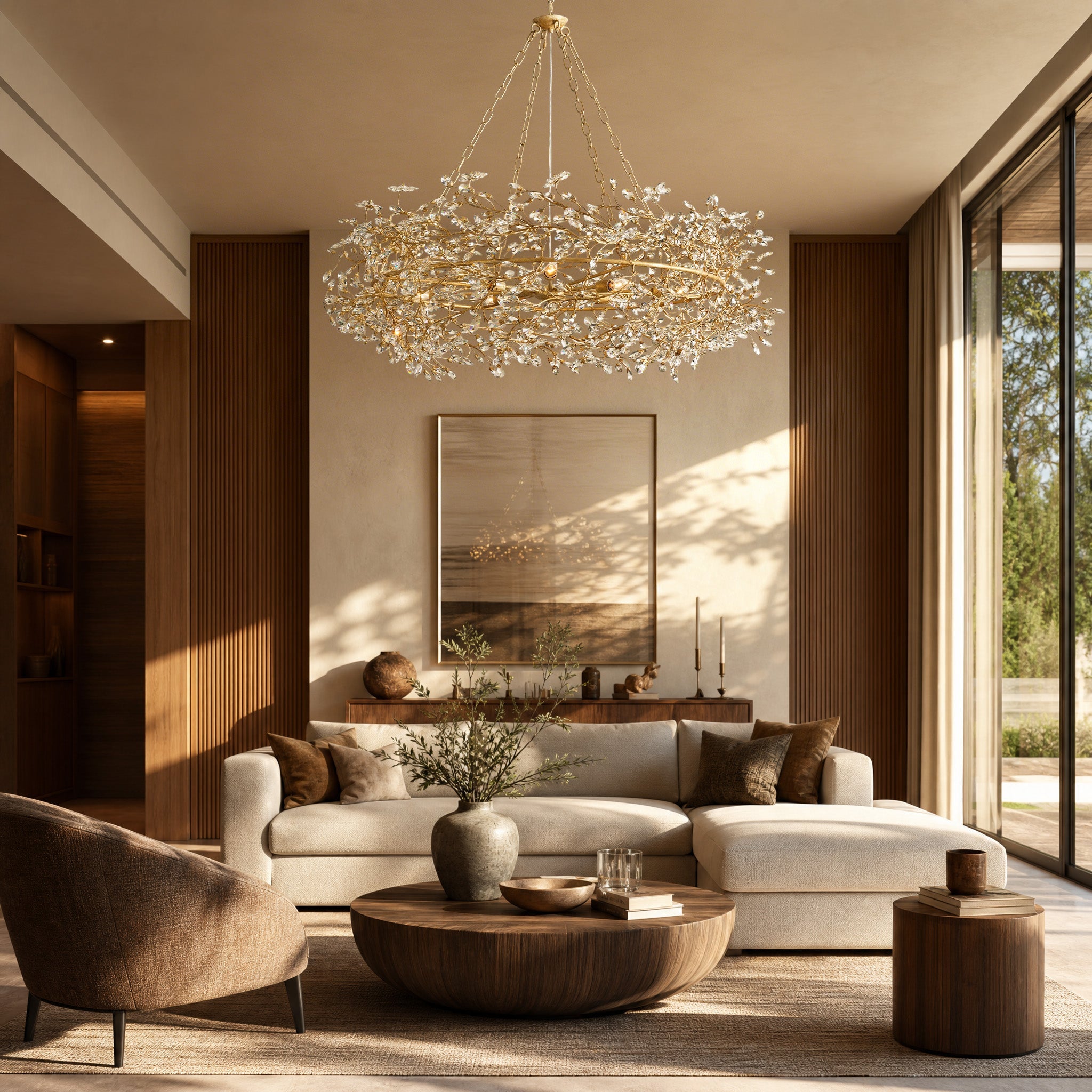 Fiore Crown Crystal Branch Chandelier 39" 48" 60“ - Gold48"Blushlighting