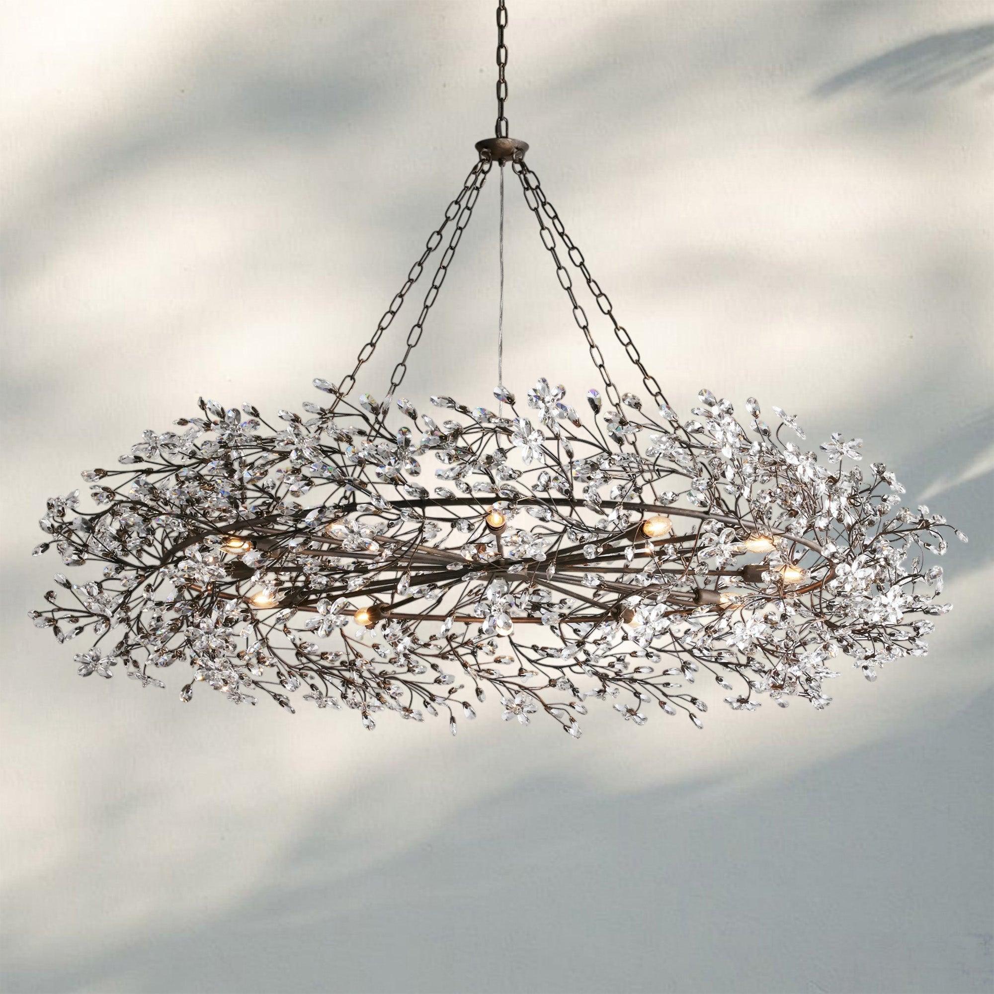 Fiore Crown Crystal Branch Chandelier 39" 48" 60“ - Silver60"Blushlighting