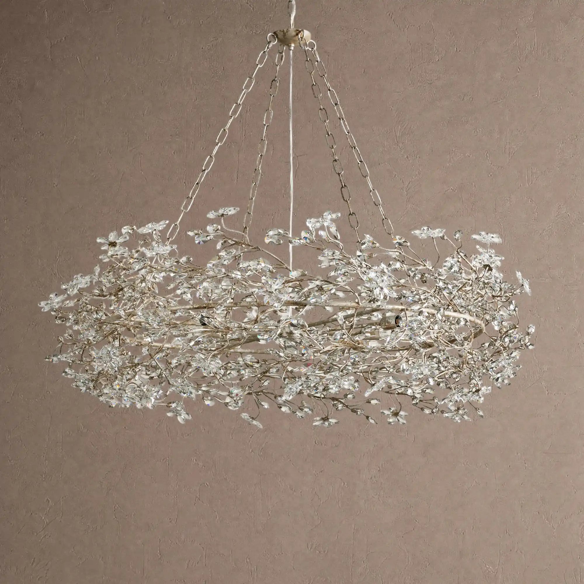 Fiore Crown Crystal Branch Chandelier 39" 48" 60“ - Silver39"Blushlighting