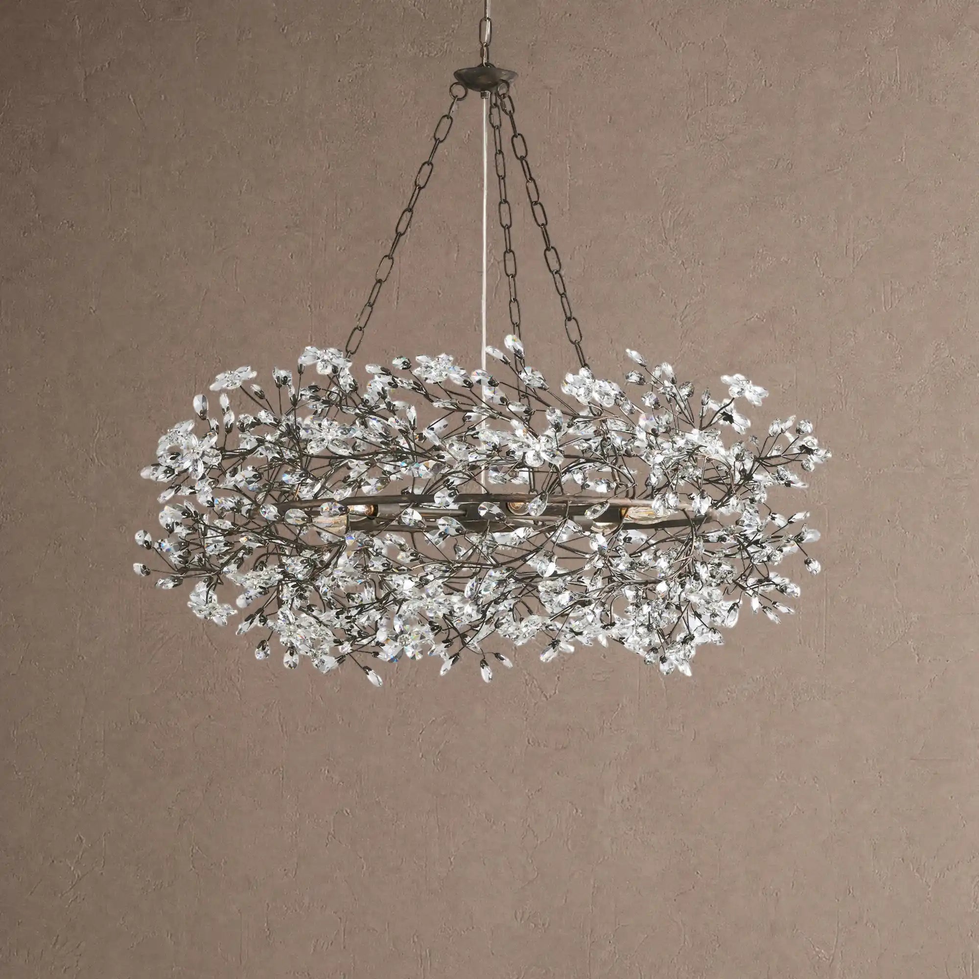 Fiore Crown Crystal Branch Chandelier 39" 48" 60“ - Gold39"Blushlighting