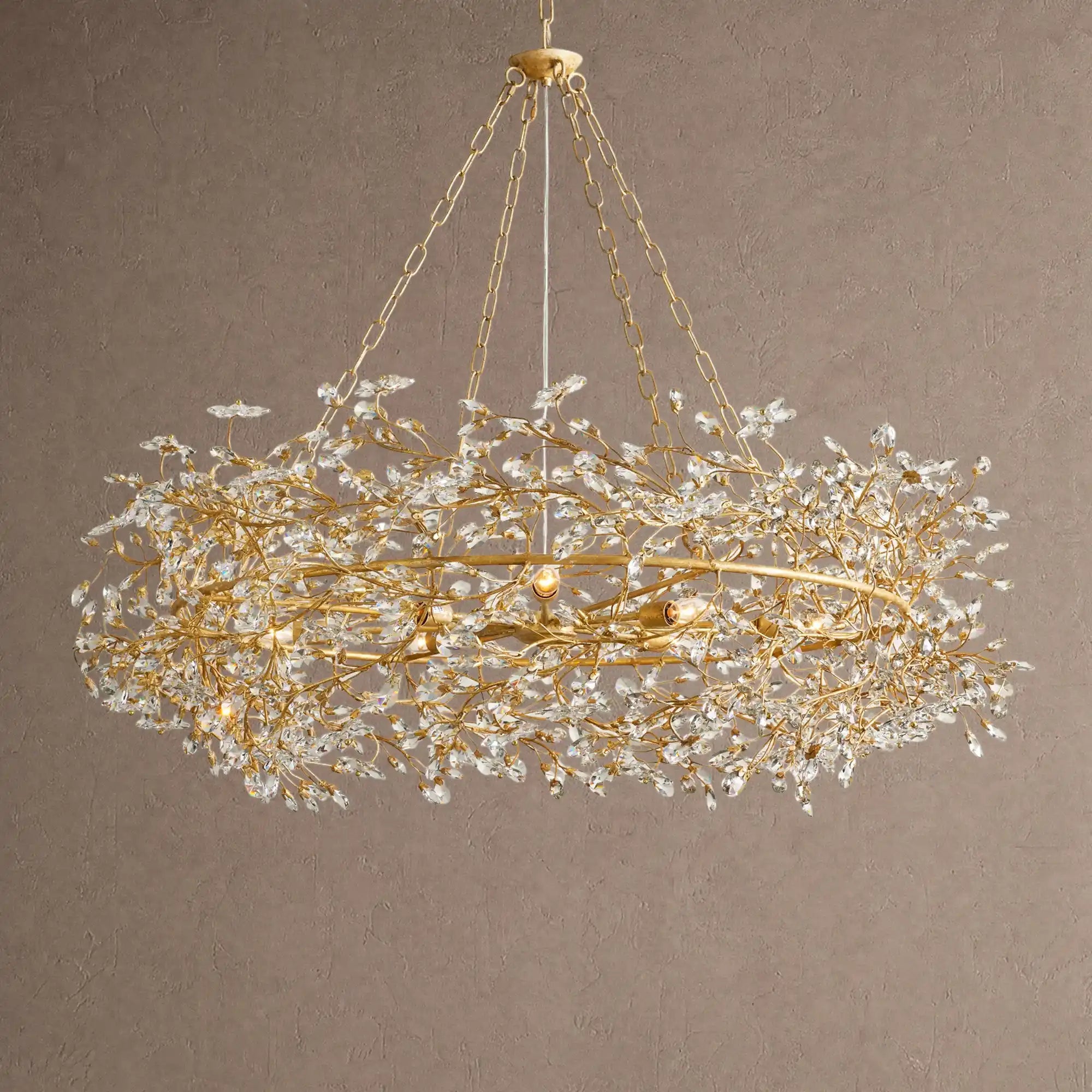 Fiore Crown Crystal Branch Chandelier 39" 48" 60“ - Gold48"Blushlighting