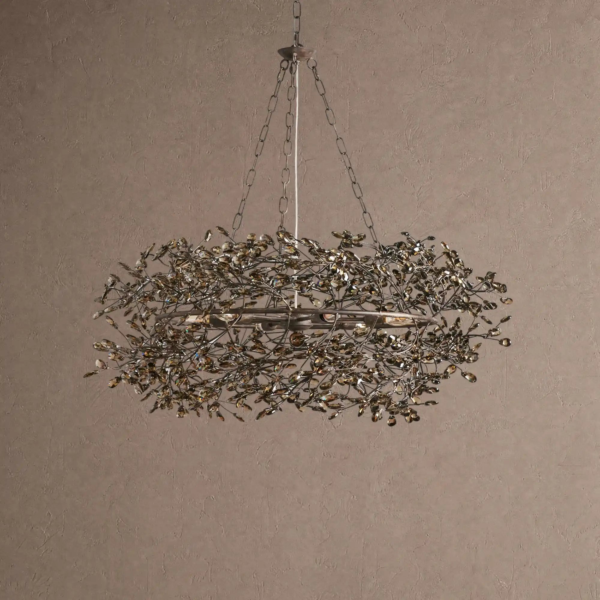 Fiore Crown Crystal Branch Chandelier 39" 48" 60“ - Black/Smoke48"Blushlighting