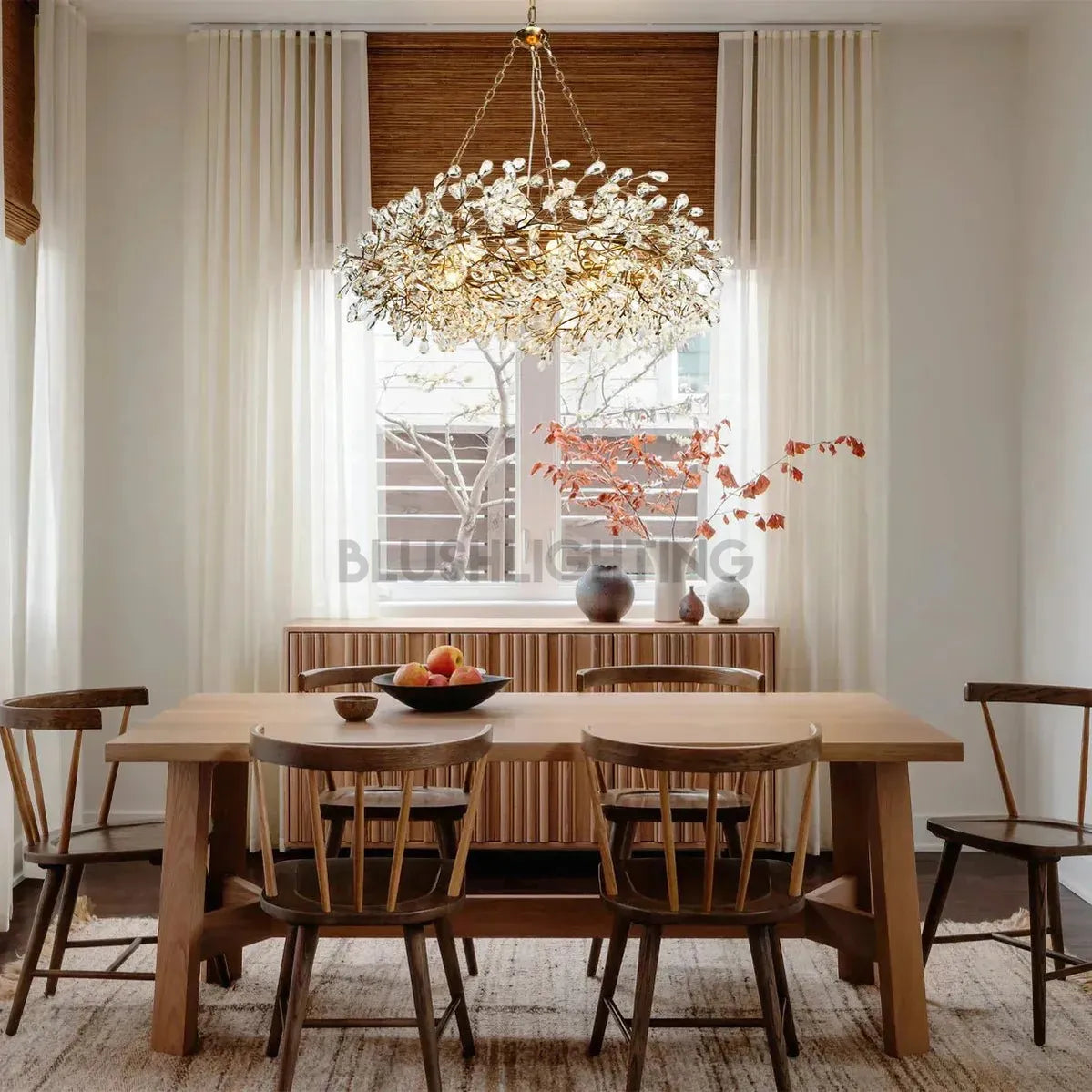 Fiore Crown Crystal Branch Chandelier 39" 48" 60“ - Gold39"Blushlighting
