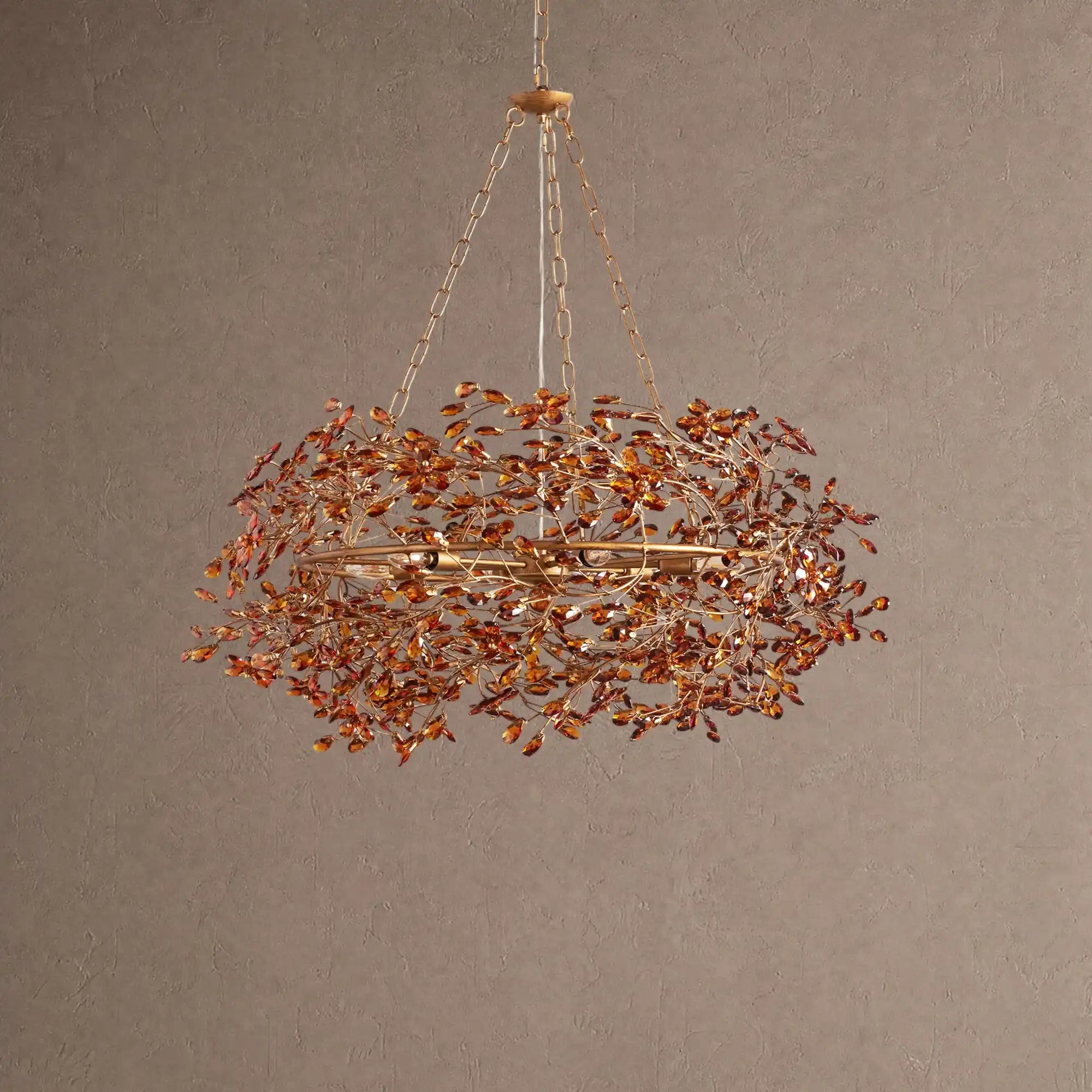 Fiore Crown Crystal Branch Chandelier 39" 48" 60“ - Brass/Amber39"Blushlighting