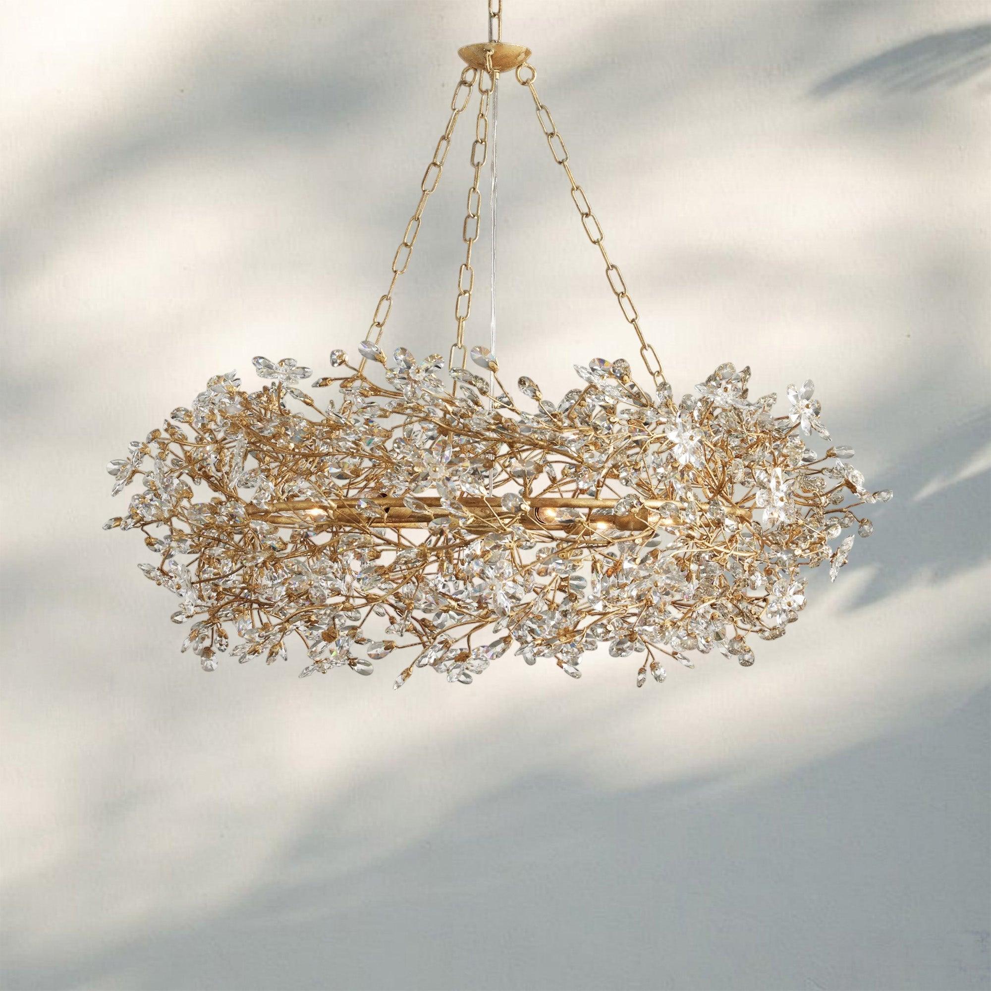 Fiore Crown Crystal Branch Chandelier 39" 48" 60“ - Gold39"Blushlighting