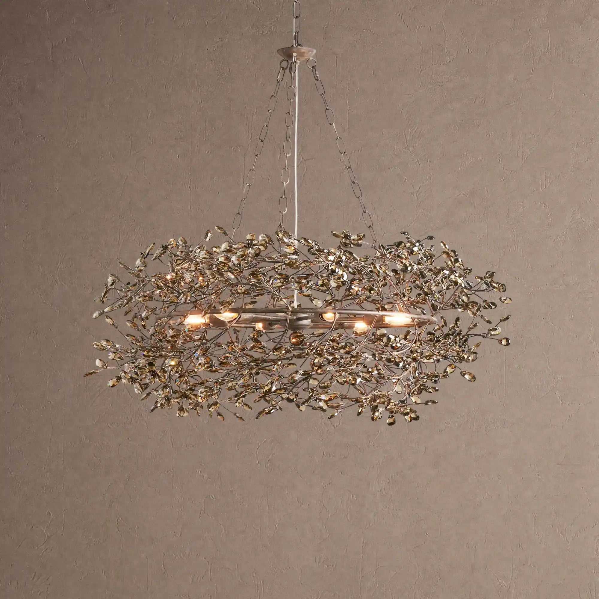 Fiore Crown Crystal Branch Chandelier 39" 48" 60“ - Black/Smoke39"Blushlighting