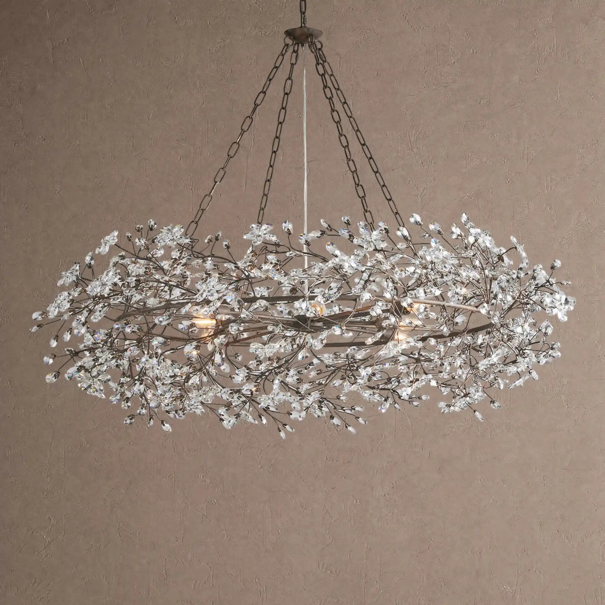 Fiore Crown Crystal Branch Chandelier 39" 48" 60“ - Black48"Blushlighting