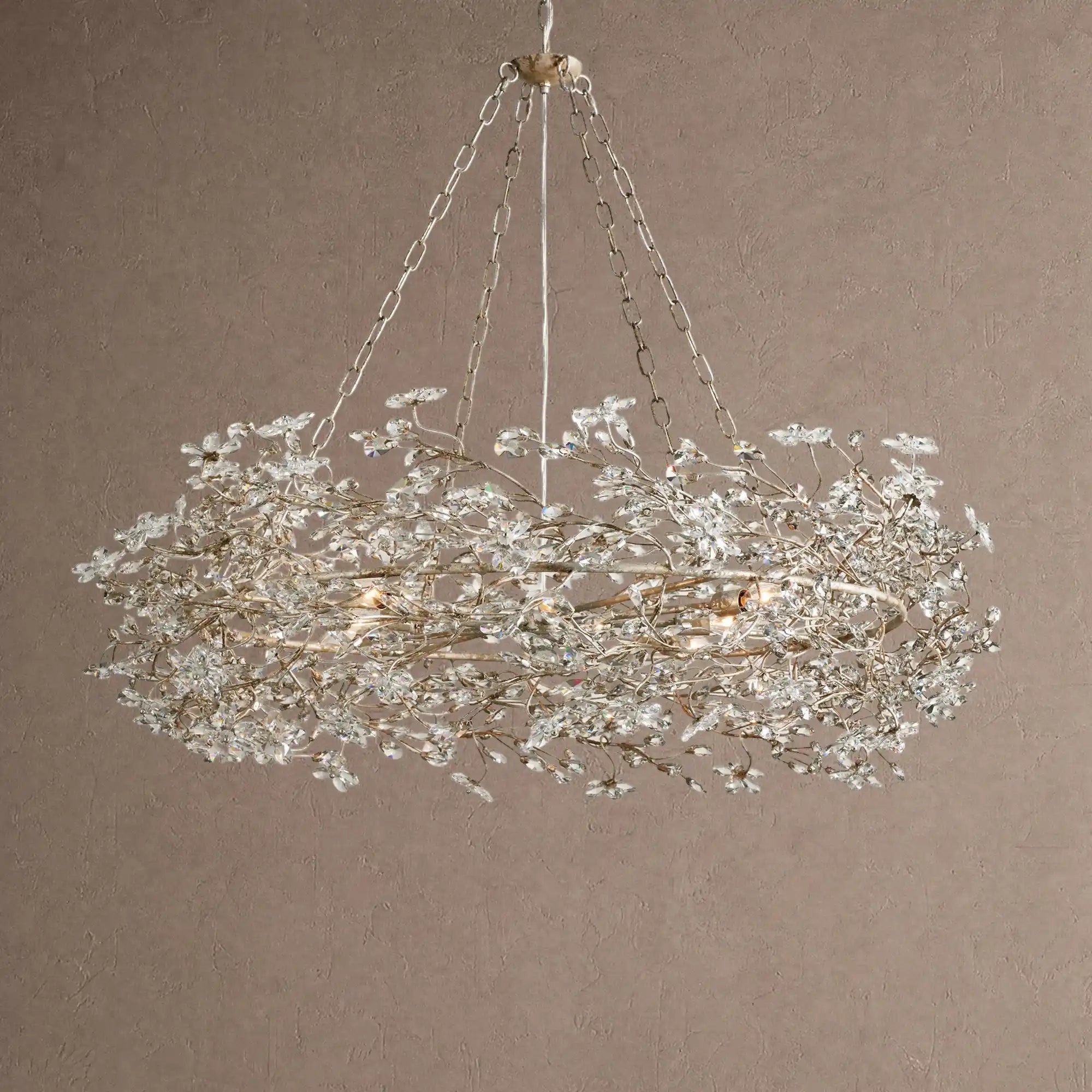 Fiore Crown Crystal Branch Chandelier 39" 48" 60“ - Silver48"Blushlighting