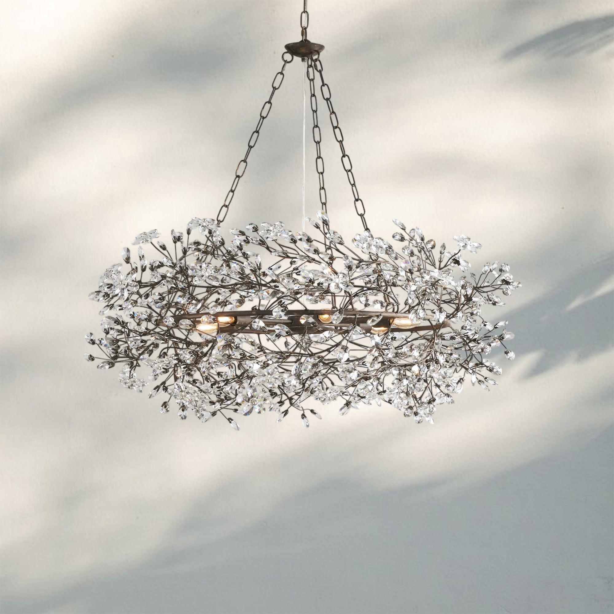 Fiore Crown Crystal Branch Chandelier 39" 48" 60“ - Bronze/Smoke48"Blushlighting