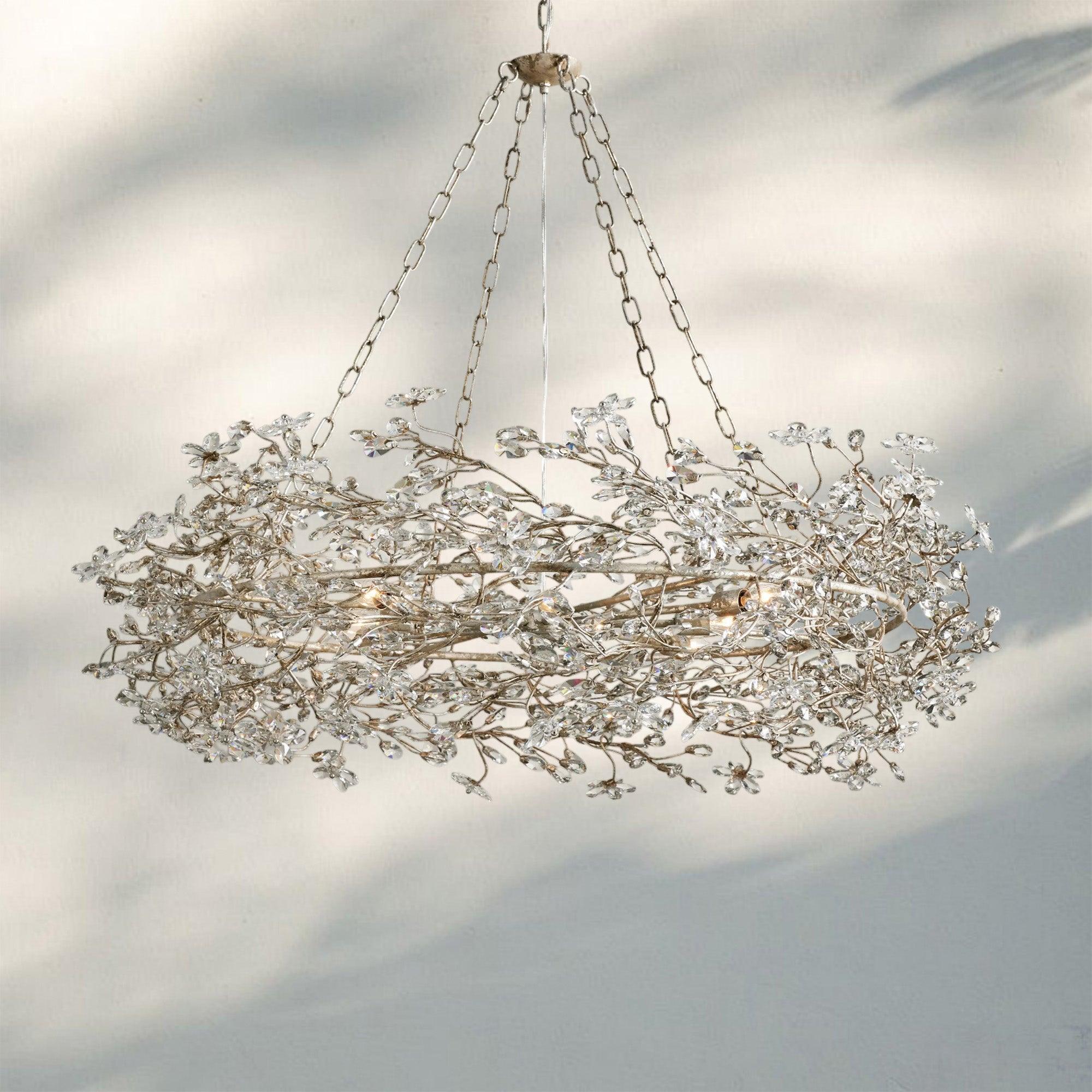 Fiore Crown Crystal Branch Chandelier 39" 48" 60“ - Silver48"Blushlighting