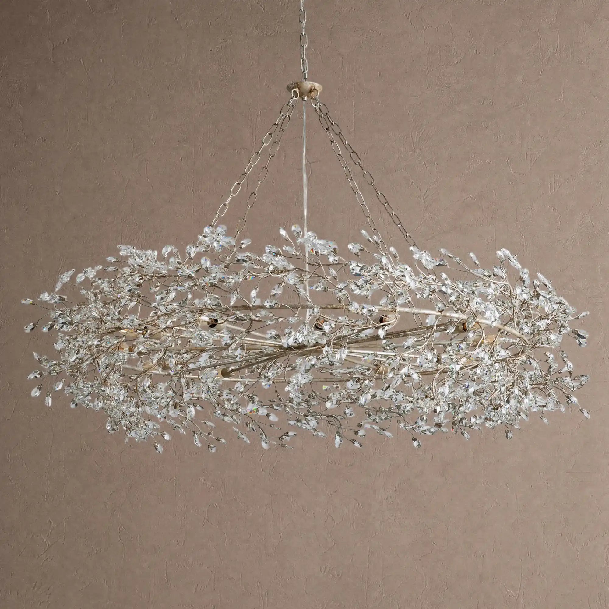 Fiore Crown Crystal Branch Chandelier 39" 48" 60“ - Brass/Amber60"Blushlighting