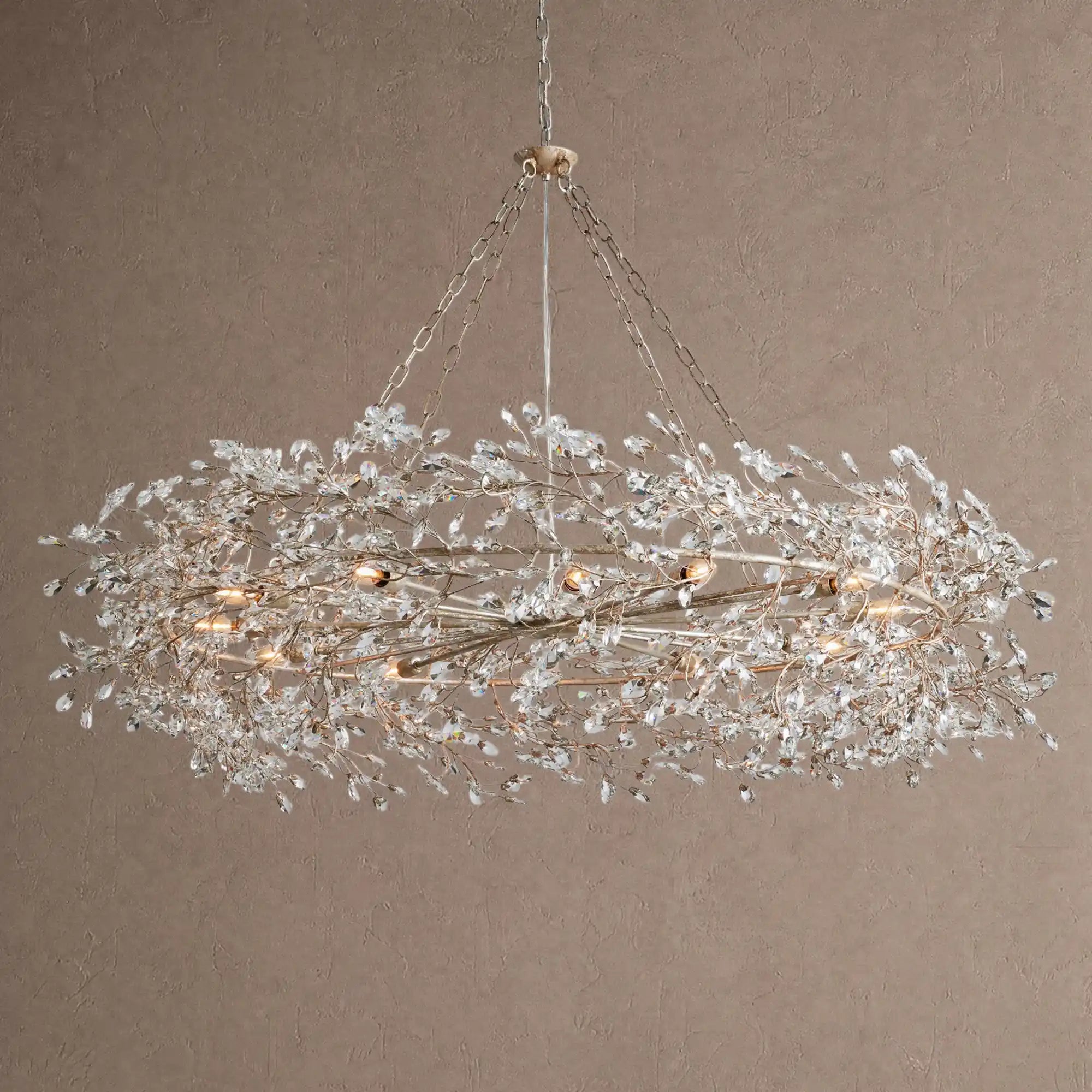 Fiore Crown Crystal Branch Chandelier 39" 48" 60“ - Silver60"Blushlighting