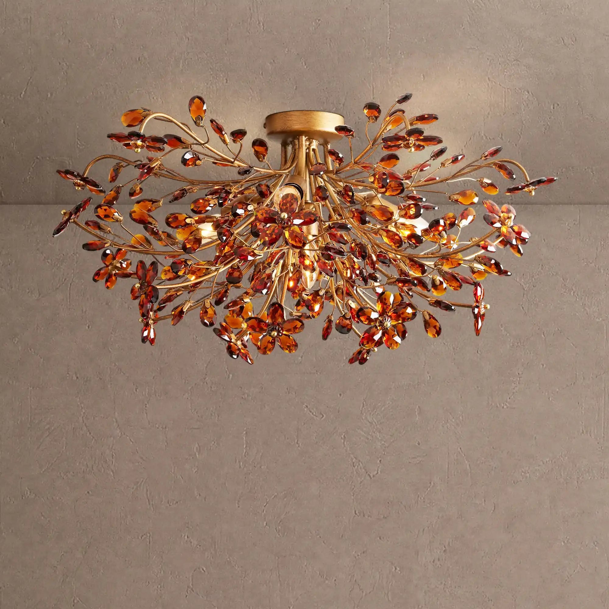 Fiore Flushmount - Brass/Amber18"Blushlighting