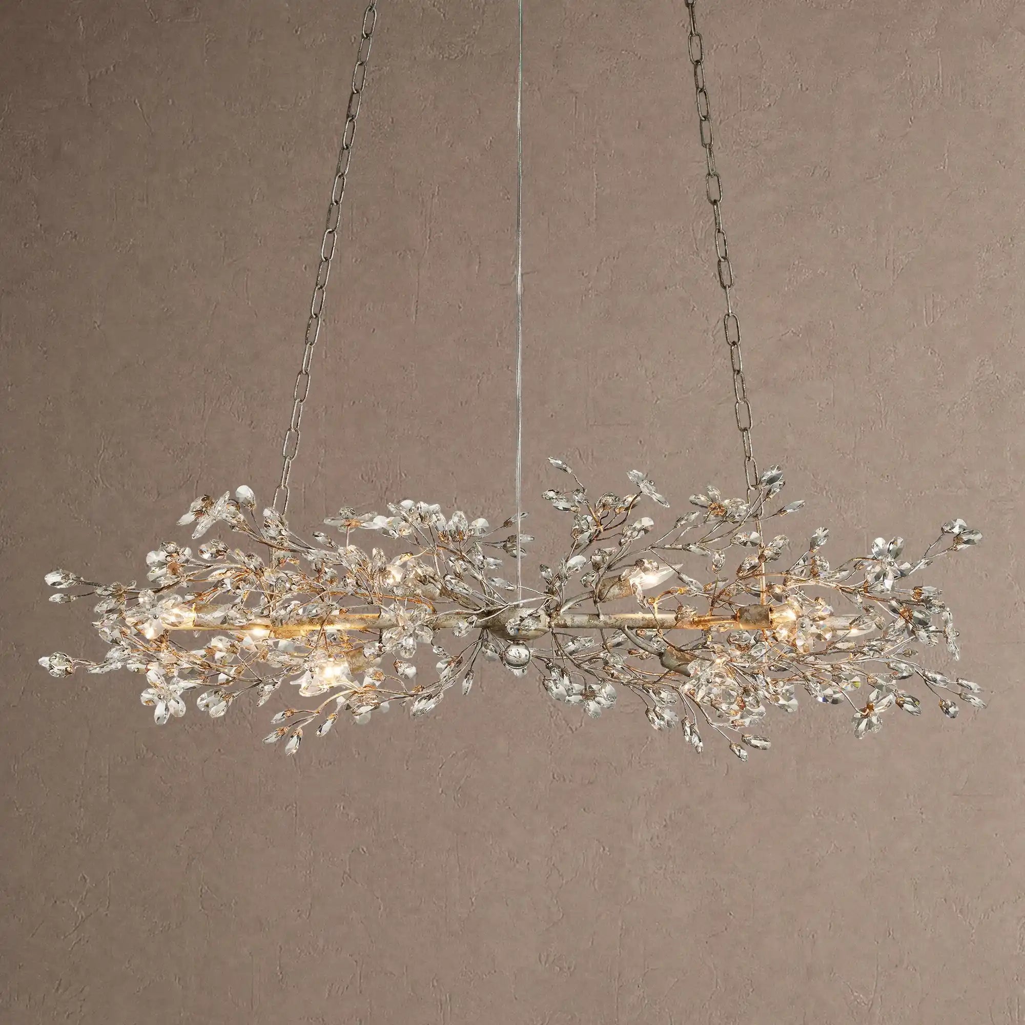 Fiore Linear Chandelier 43" 51" 68"W - Silver43"Blushlighting