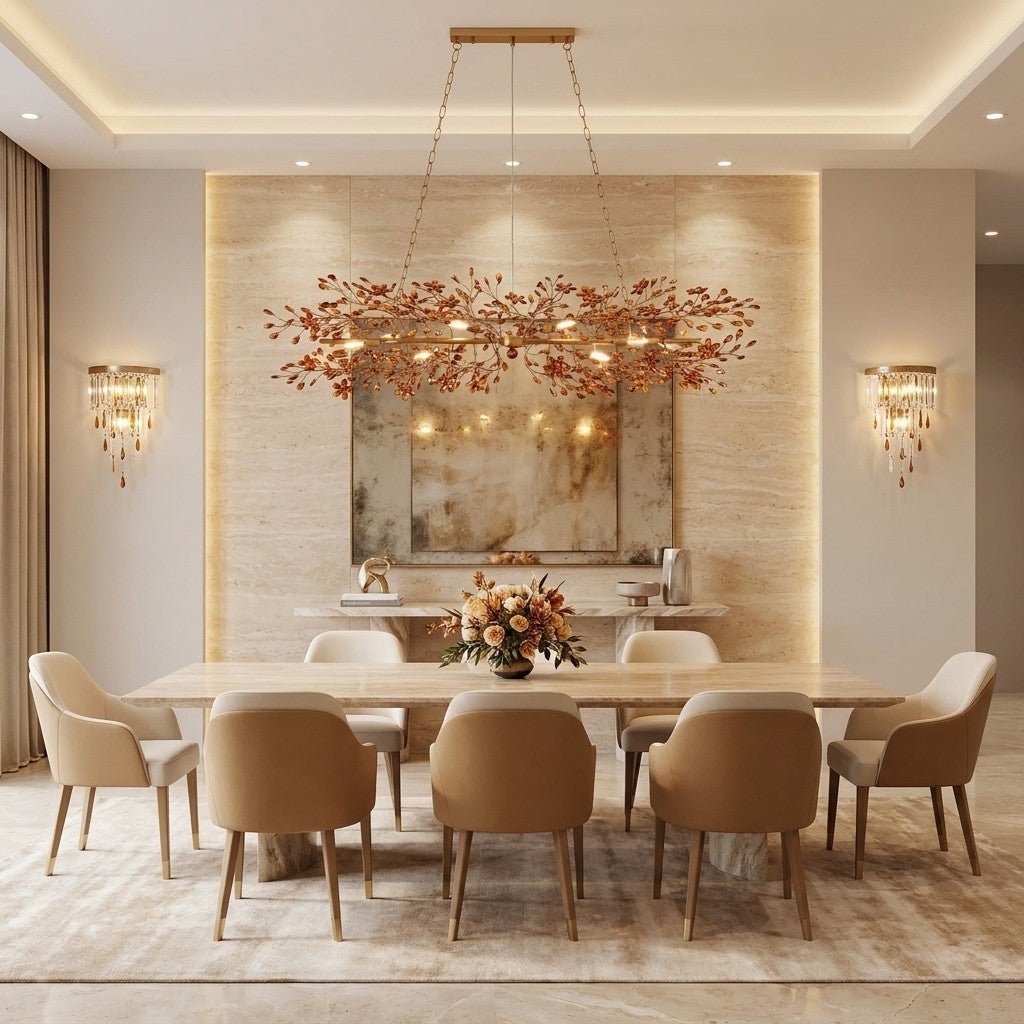 Fiore Linear Chandelier 43" 51" 68"W - Brass/Amber68"Blushlighting