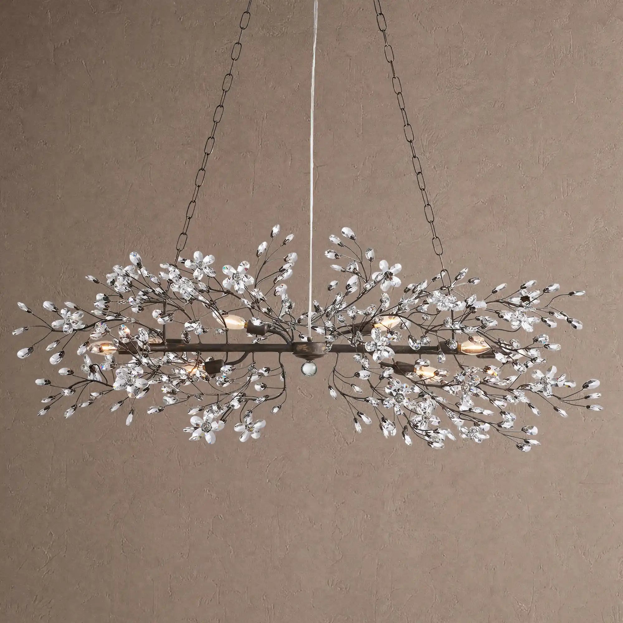 Fiore Linear Chandelier 43" 51" 68"W - Black43"Blushlighting