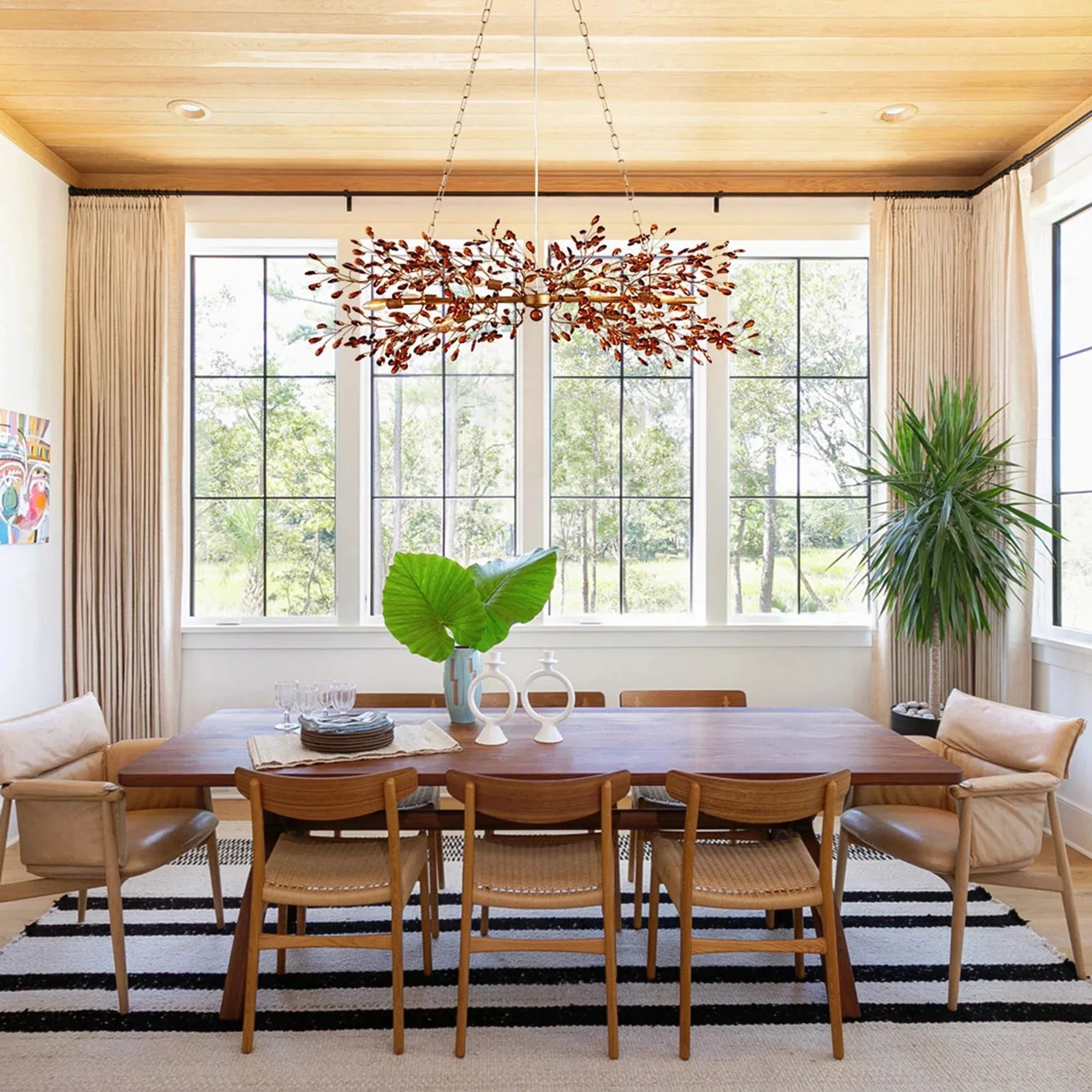 Fiore Linear Chandelier 43" 51" 68"W - Brass/Amber51"Blushlighting