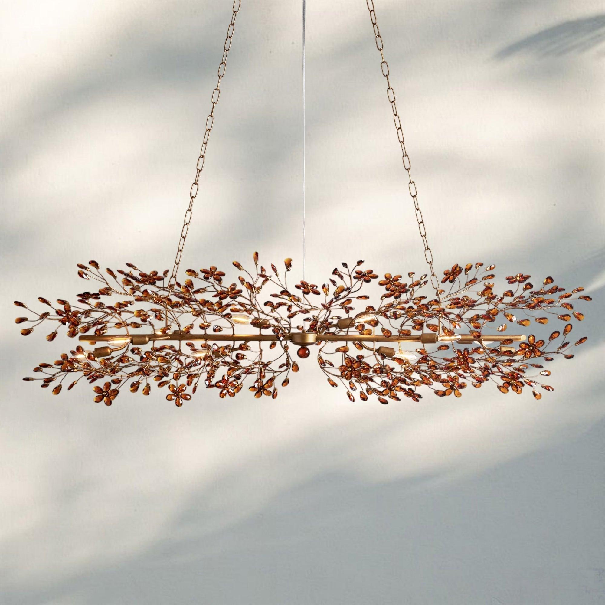 Fiore Linear Chandelier 43" 51" 68"W - Brass/Amber43"Blushlighting