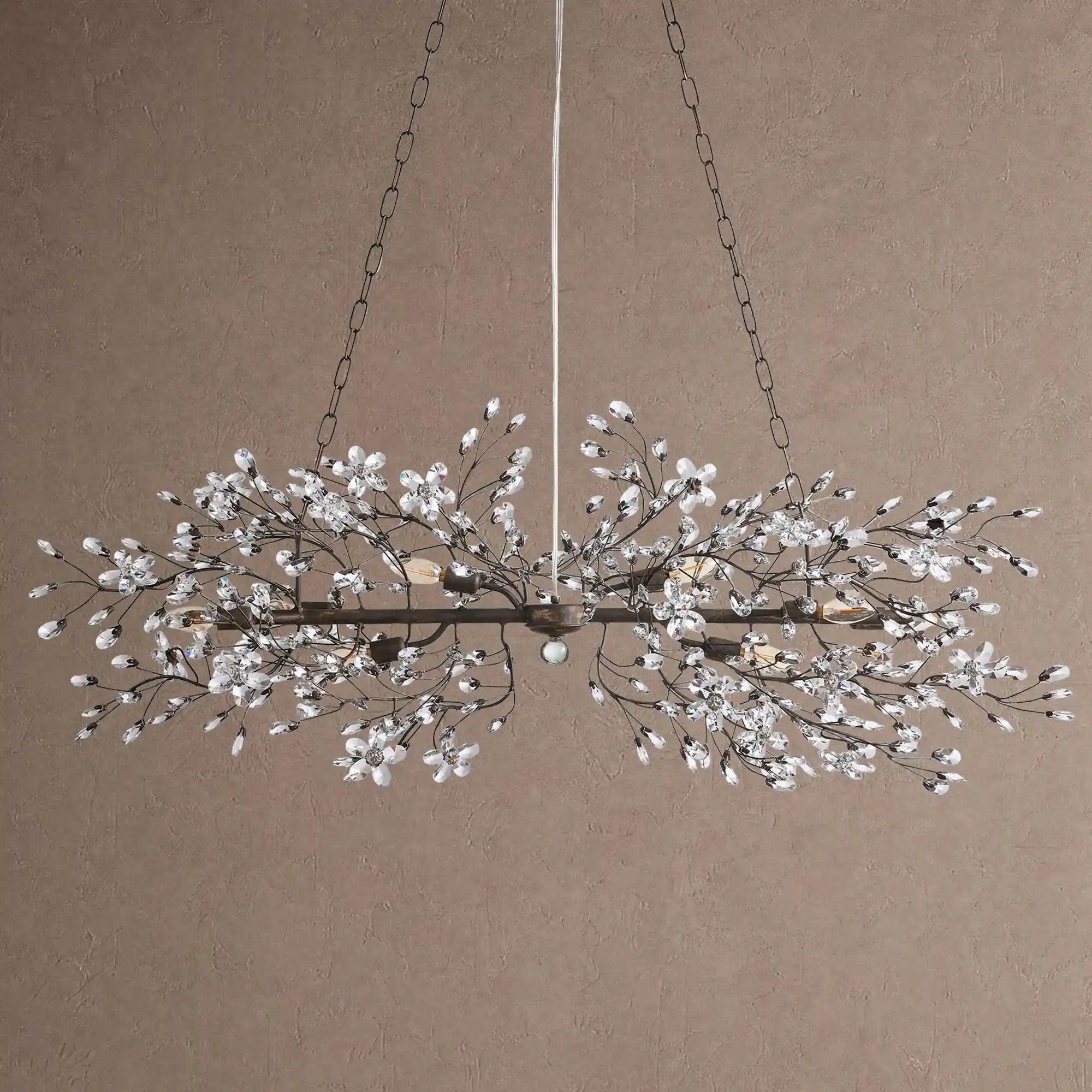 Fiore Linear Chandelier 43" 51" 68"W - Black43"Blushlighting