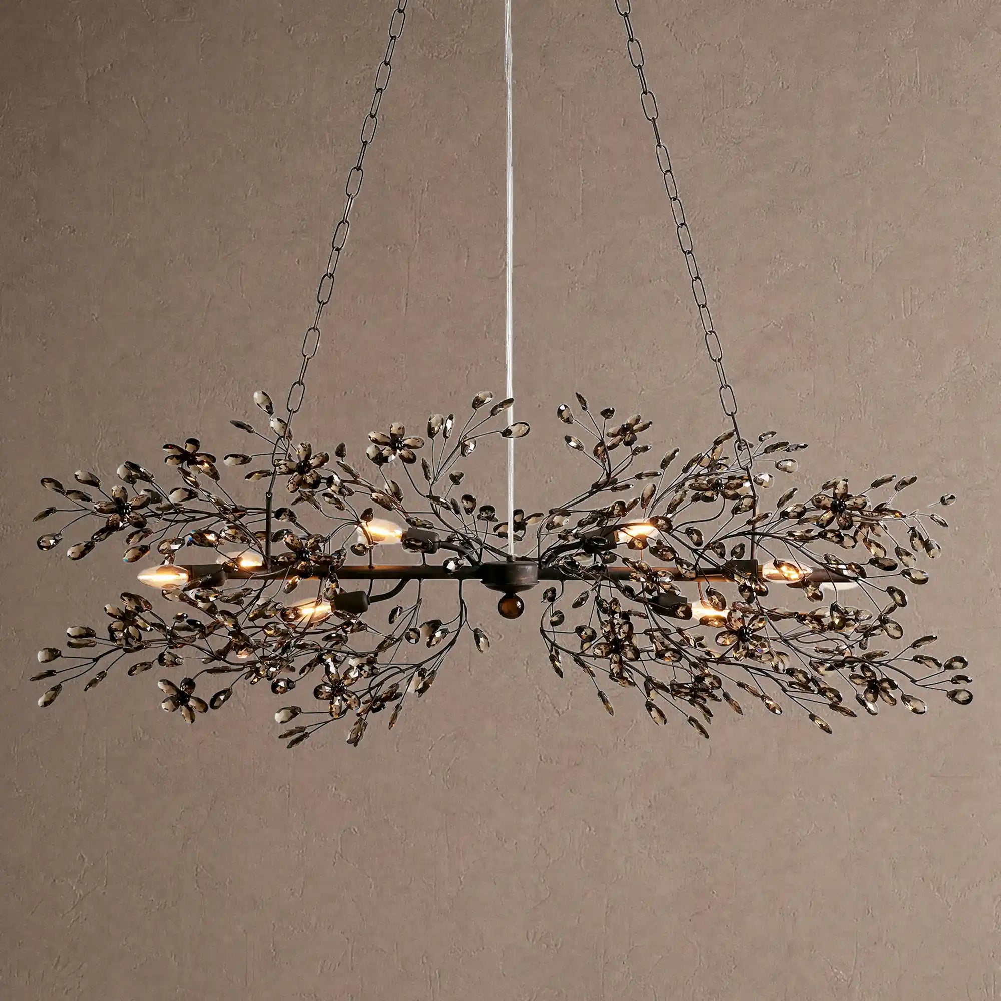 Fiore Linear Chandelier 43" 51" 68"W - Black/Smoke43"Blushlighting