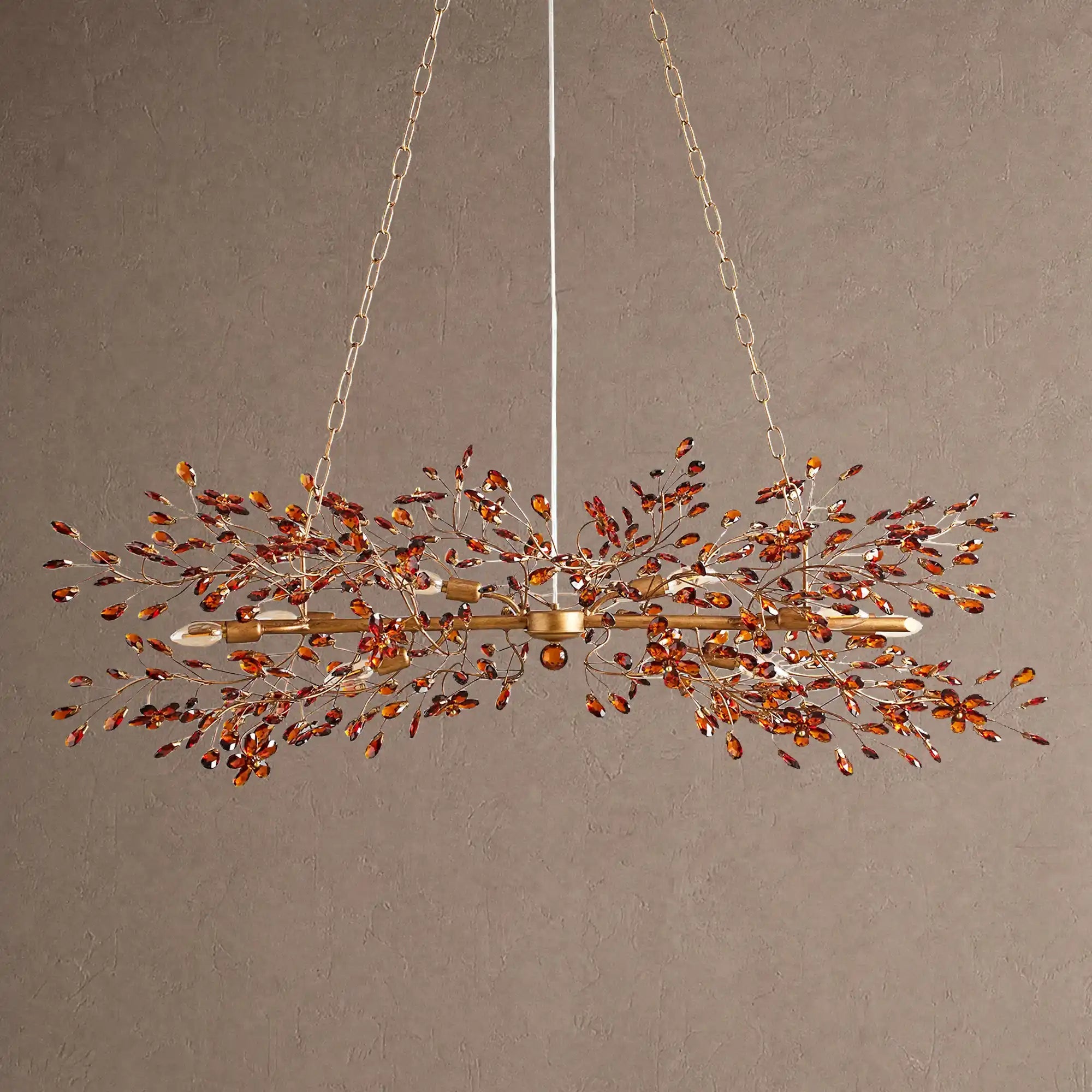 Fiore Linear Chandelier 43" 51" 68"W - Brass/Amber43"Blushlighting