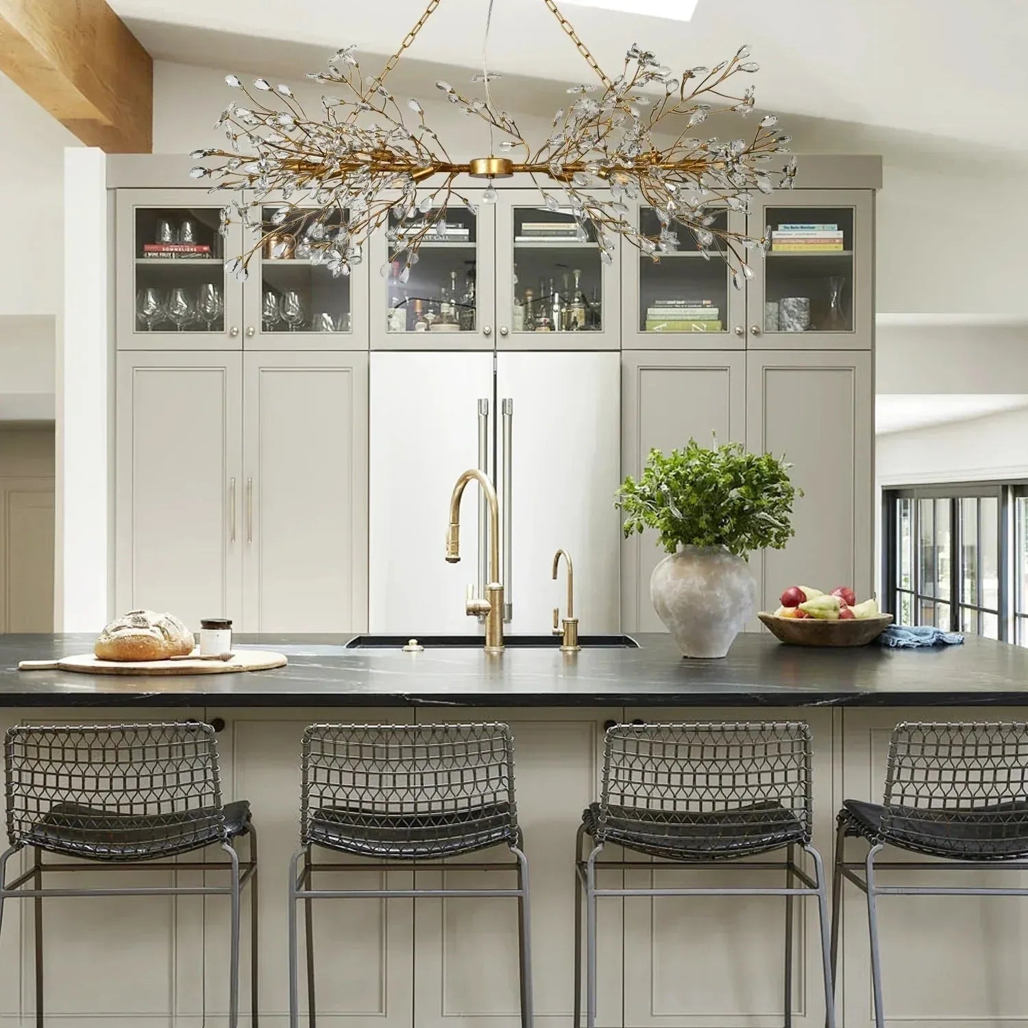 Fiore Linear Chandelier 43" 51" 68"W - Brass/Amber51"Blushlighting