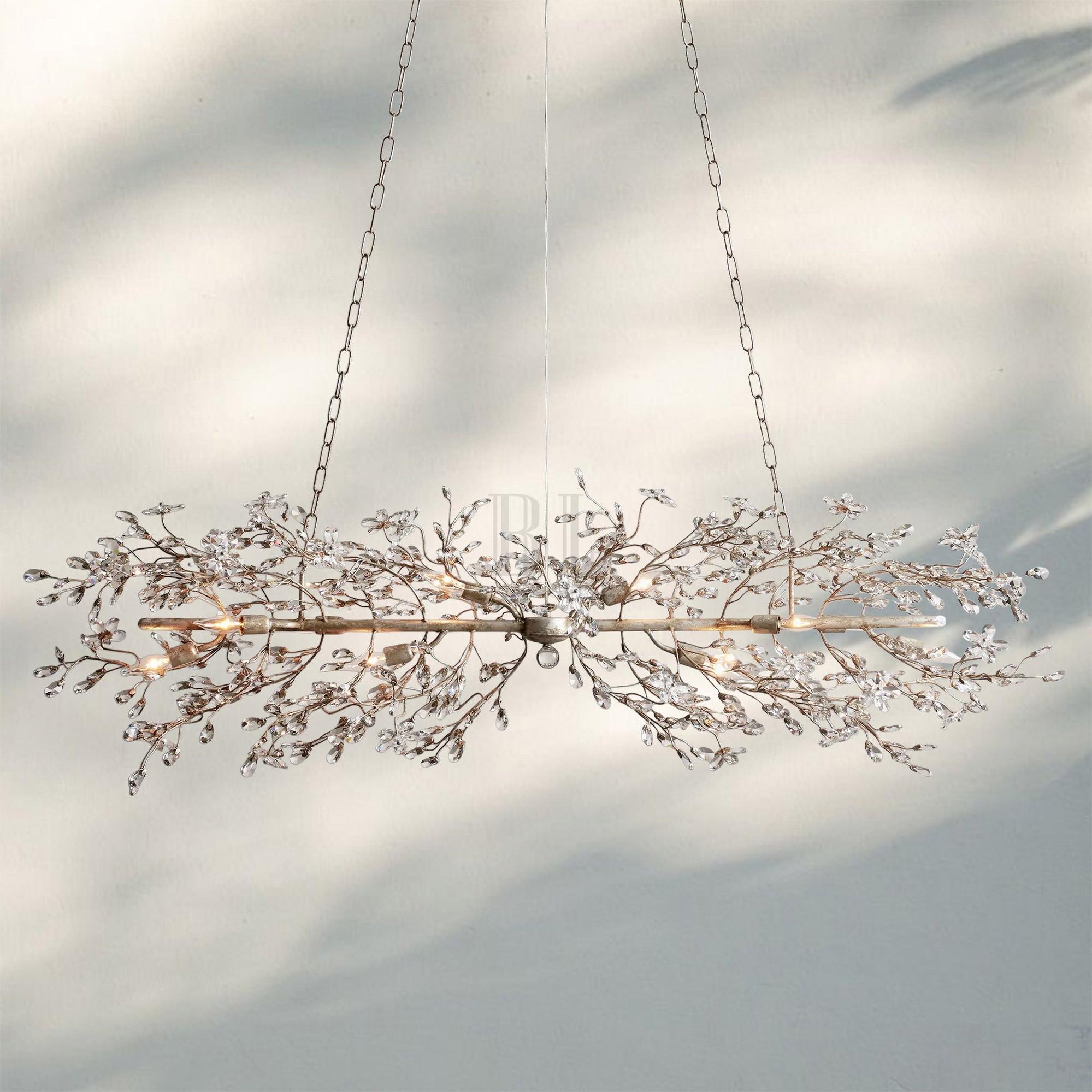 Fiore Linear Chandelier 43" 51" 68"W-Silver-68"-